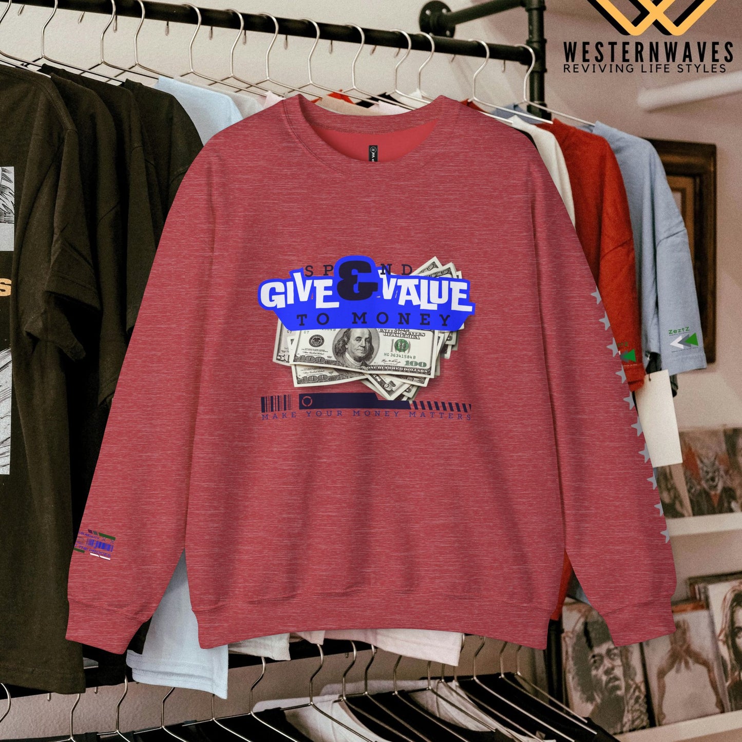 Unisex Heavy Blend™ Crewneck Sweatshirt_ N3+ Series UHBCSS PT2WW036_ Limited Edition Pure Luxury By WesternWaves: