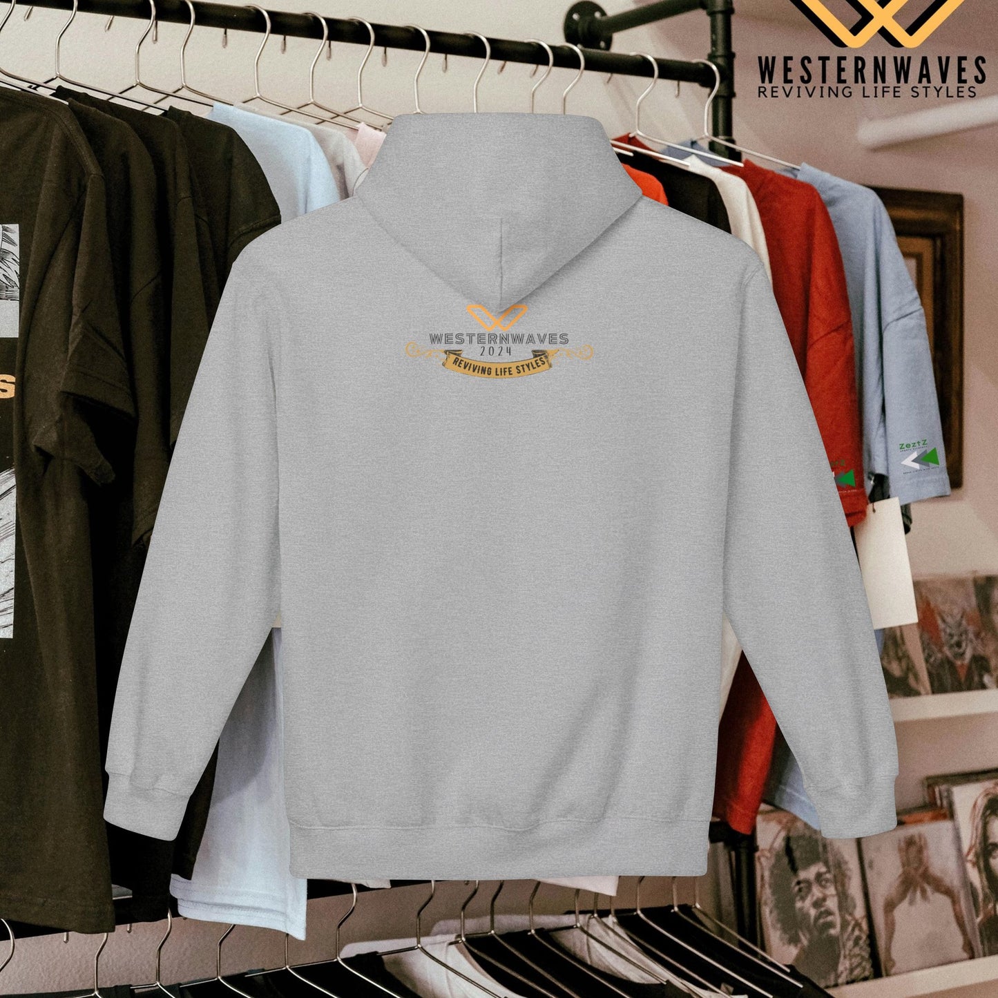 Unisex Midweight Softstyle Fleece Hoodie_ N3+ Series USMWSSFH PT2WW010_ Limited Edition Luxuriously Soft 100% Cotton Face by WesternWaves: