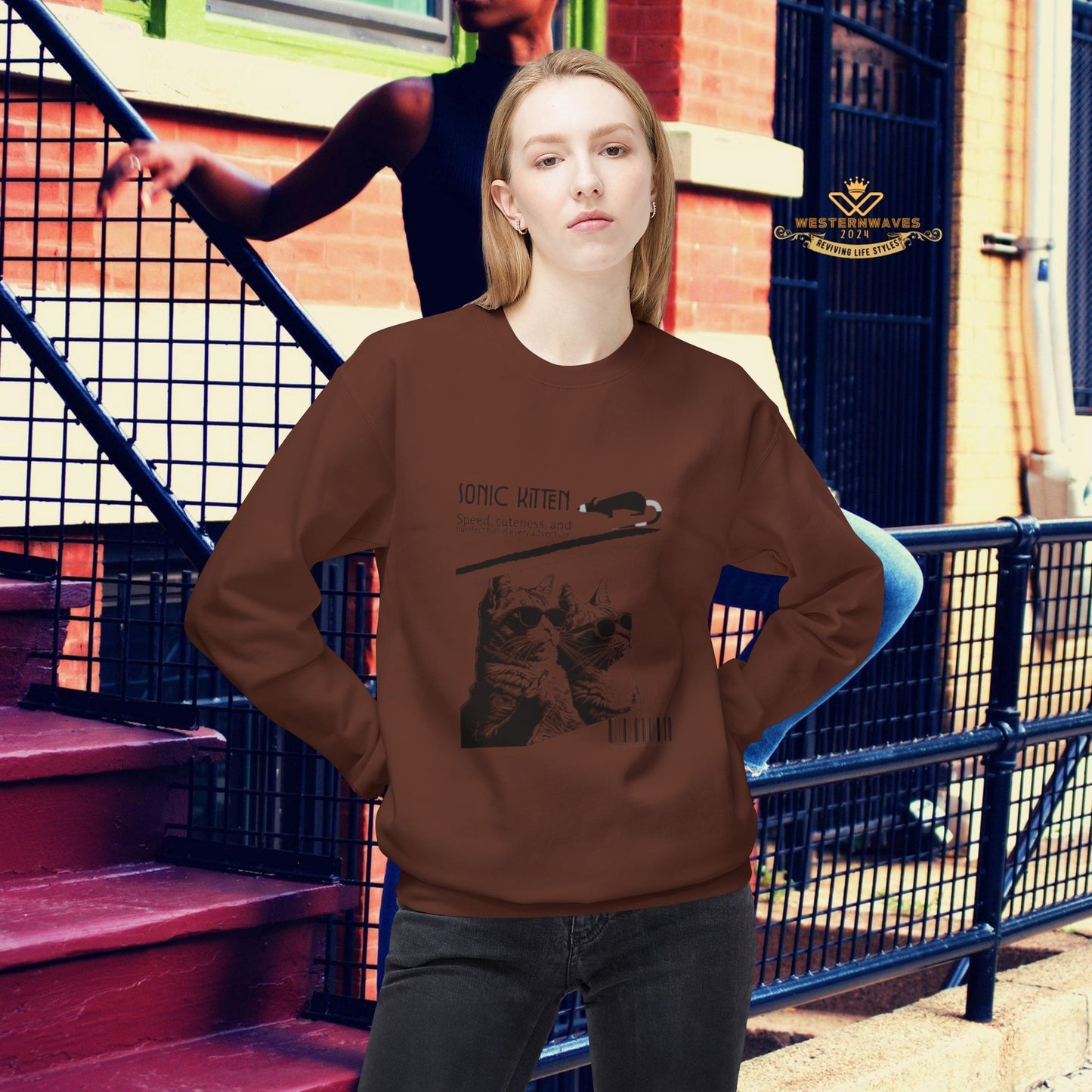 Unisex Midweight Fleece Crewneck Sweatshirt_ N3+ Series UXMWFCS PT2WW015_ WesternWaves Signature Limited Edition: