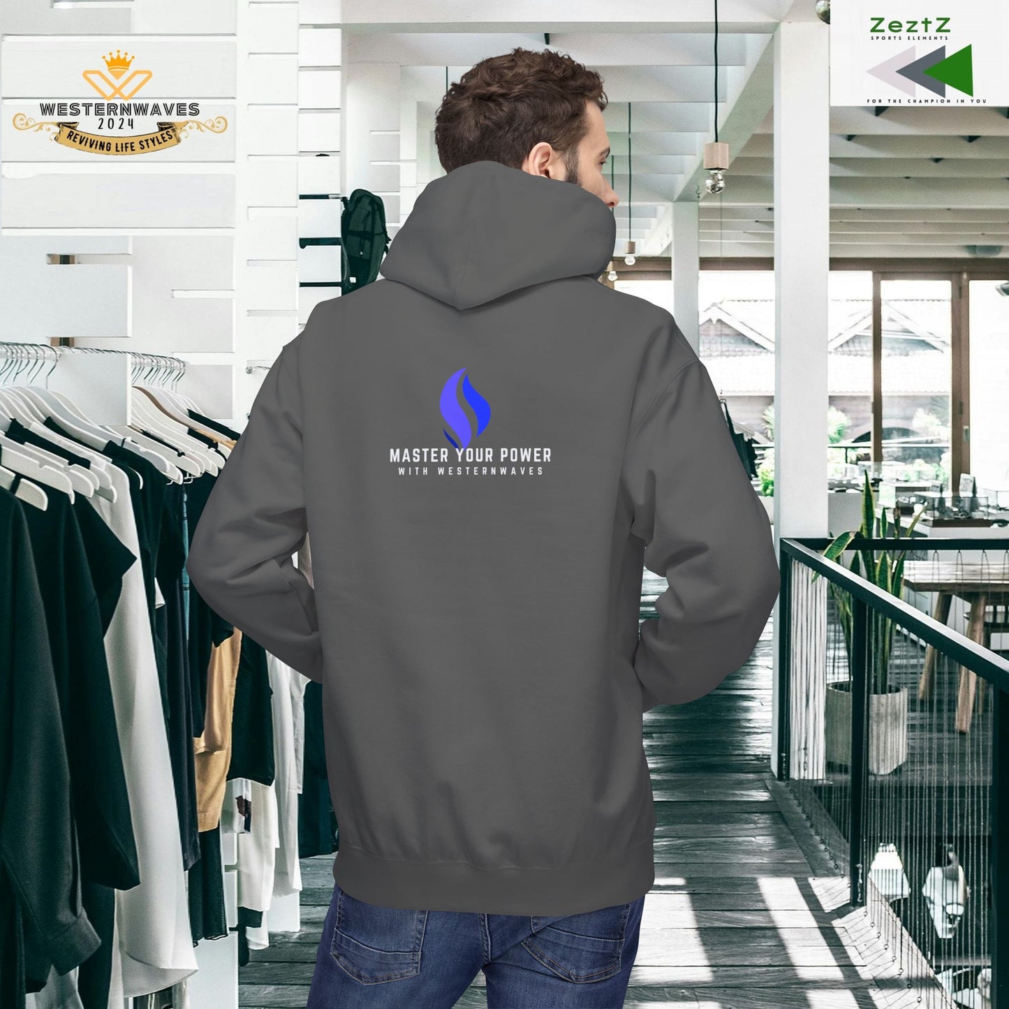 Unisex Midweight Softstyle Fleece Hoodie_ N3+ Series USMWSSFH PT2WW004_ Limited Edition Luxuriously Soft 100% Cotton Face by WesternWaves:
