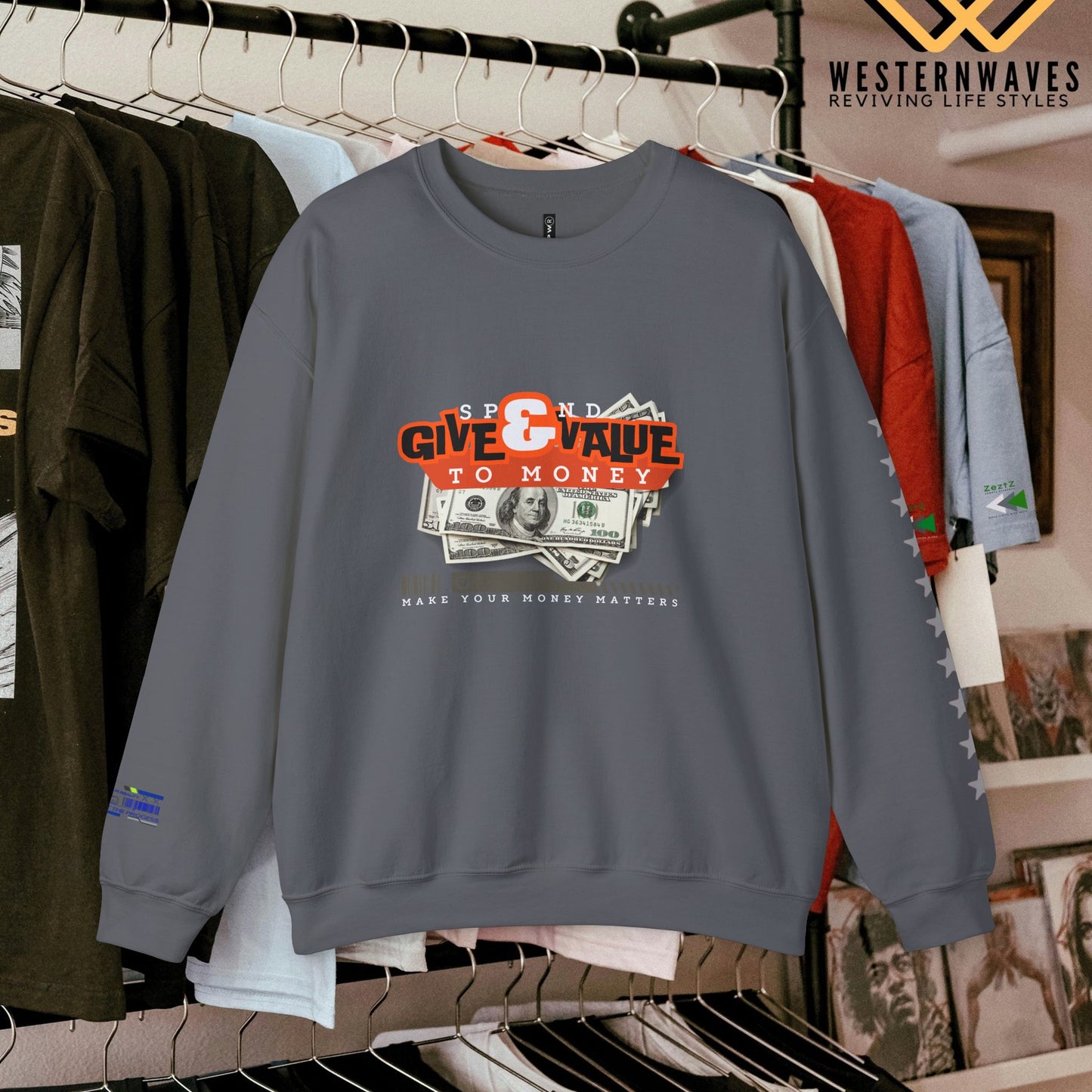 Unisex Heavy Blend™ Crewneck Sweatshirt_ N3+ Series UHBCSS PT2WW035_ Limited Edition Pure Luxury By WesternWaves: