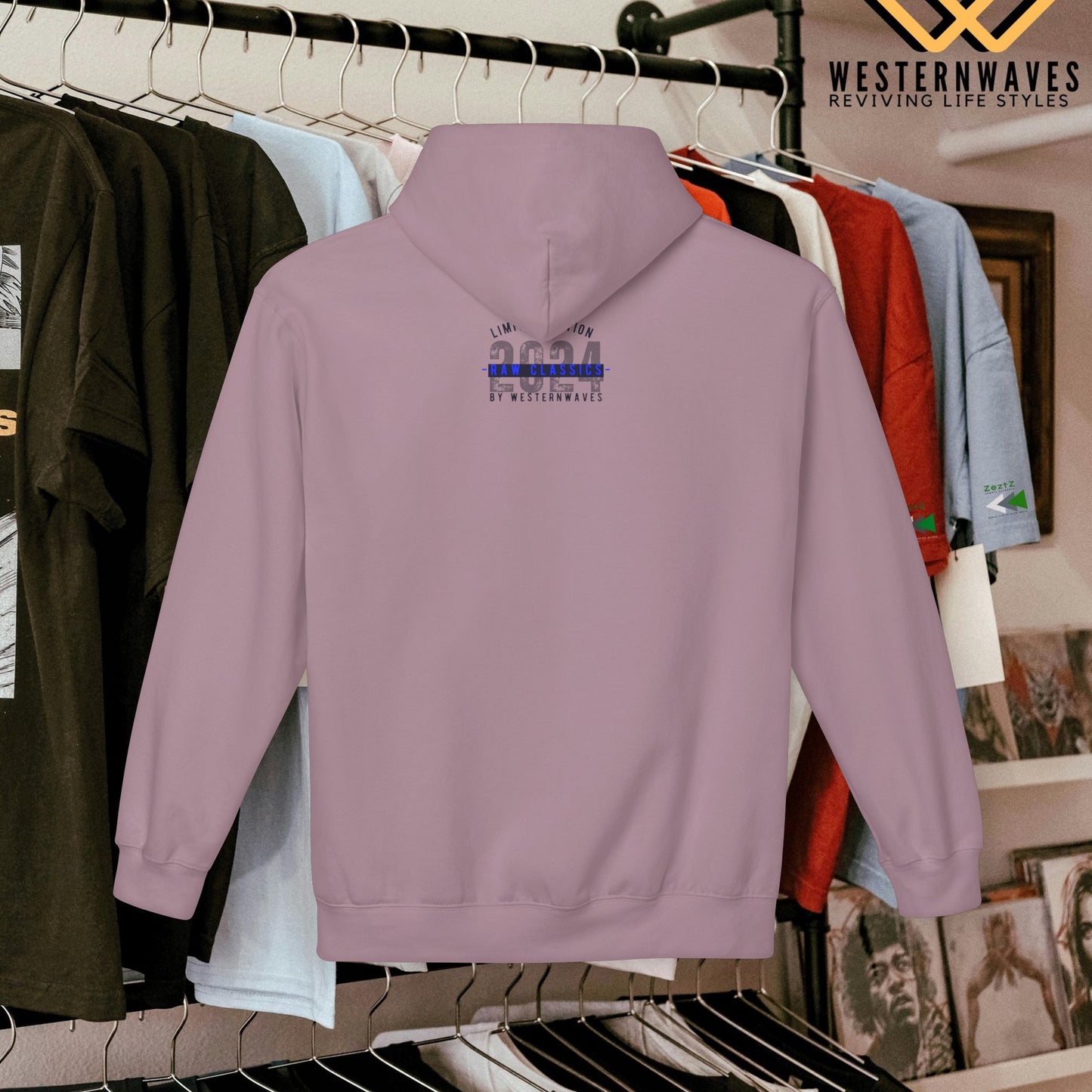 Unisex Midweight Softstyle Fleece Hoodie_ N2+ Series SMWSSFH PT2WW005_Limited Edition Luxuriously Soft 100% Cotton Face by WesternWaves: