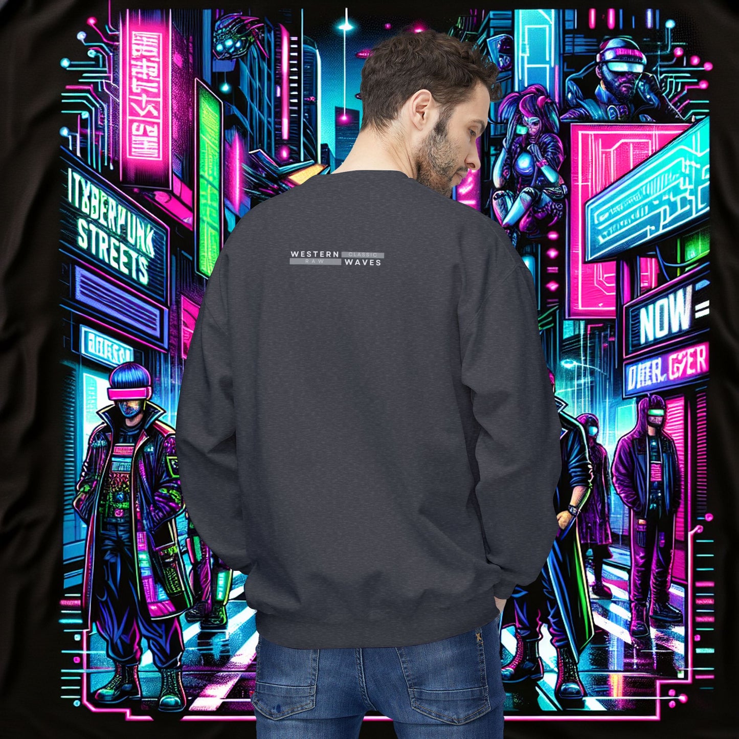 Unisex Midweight Softstyle Fleece Crewneck Sweatshirt_ Series N8+ USMWSSFCNSS PT2WW001_ UWD 0027_ Limited Edition Graphic Pullover by WesternWaves: