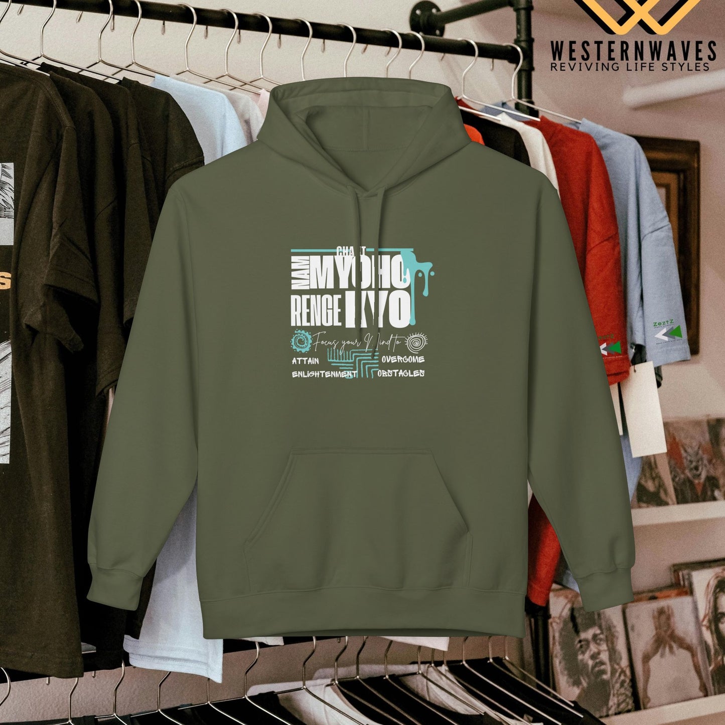 Unisex Midweight Softstyle Fleece Hoodie_ N3+ Series USMWSSFH PT2WW004_ Limited Edition Luxuriously Soft 100% Cotton Face by WesternWaves: