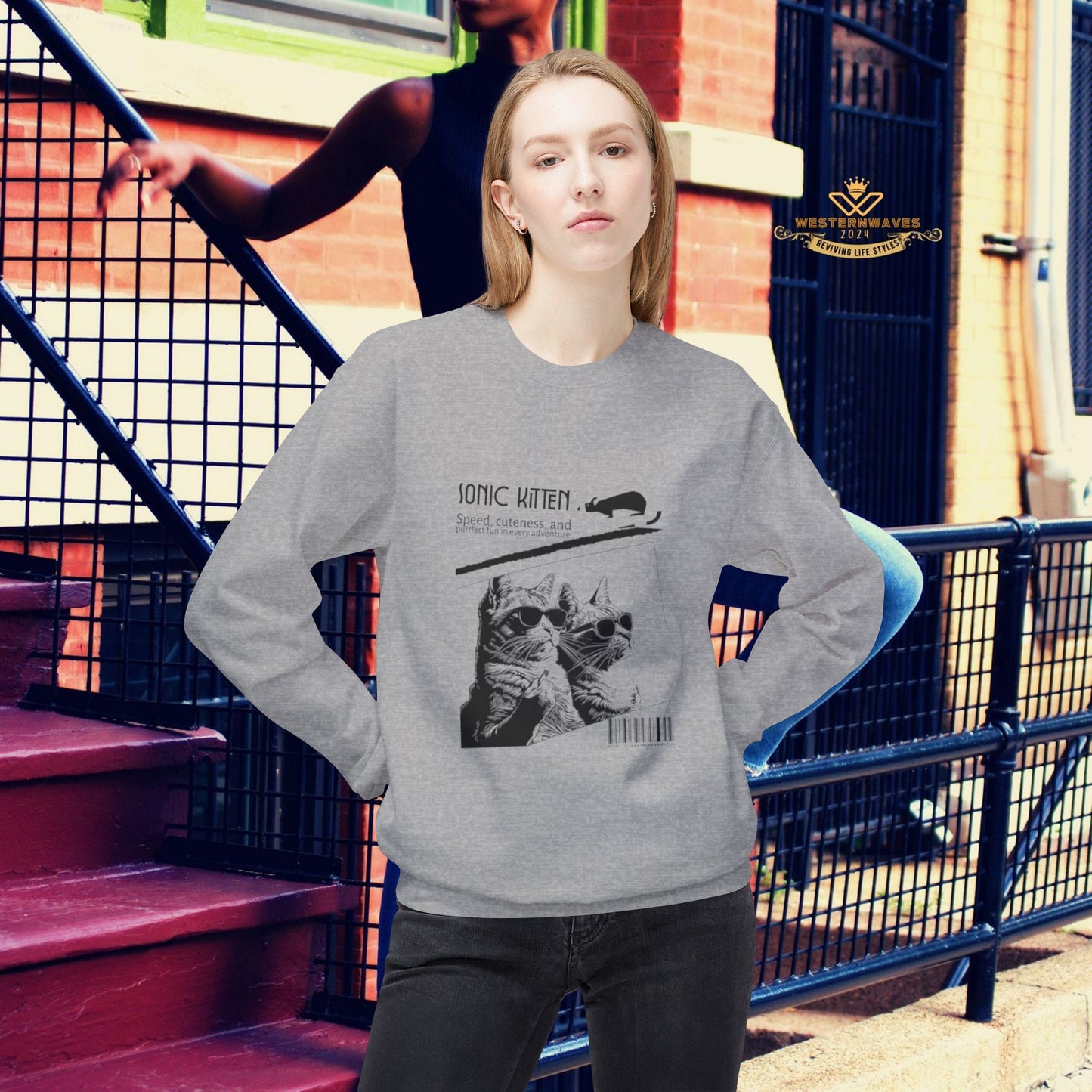 Unisex Midweight Fleece Crewneck Sweatshirt_ N3+ Series UXMWFCS PT2WW015_ WesternWaves Signature Limited Edition: