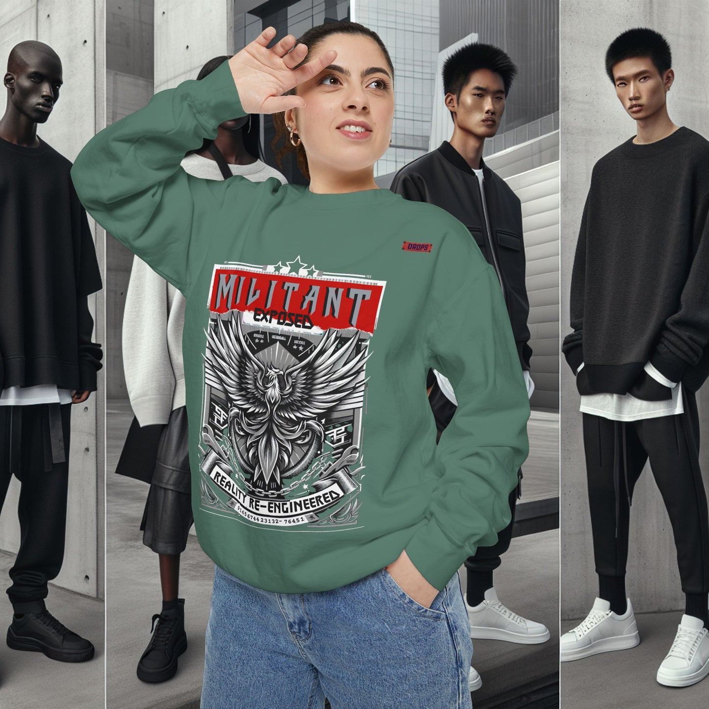 Unisex Garment-Dyed Sweatshirt_ N8+ Series SPW USMWSSFCNSS PT2WW001_ Limited Edition by WesternWaves:
