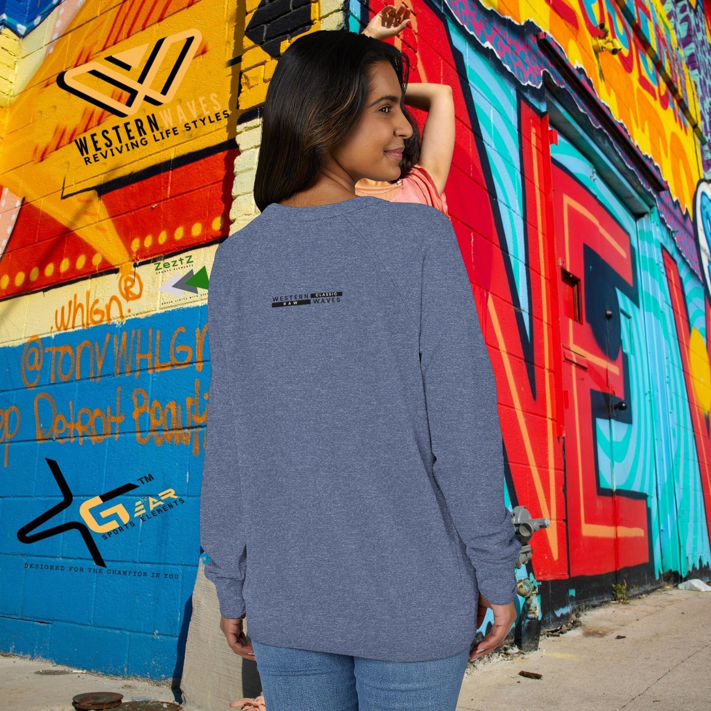 Unisex French Terry Raglan Crewneck Sweatshirt_ 25 June 2025_ Limited Edition Casual Streetwear by WesternWaves: