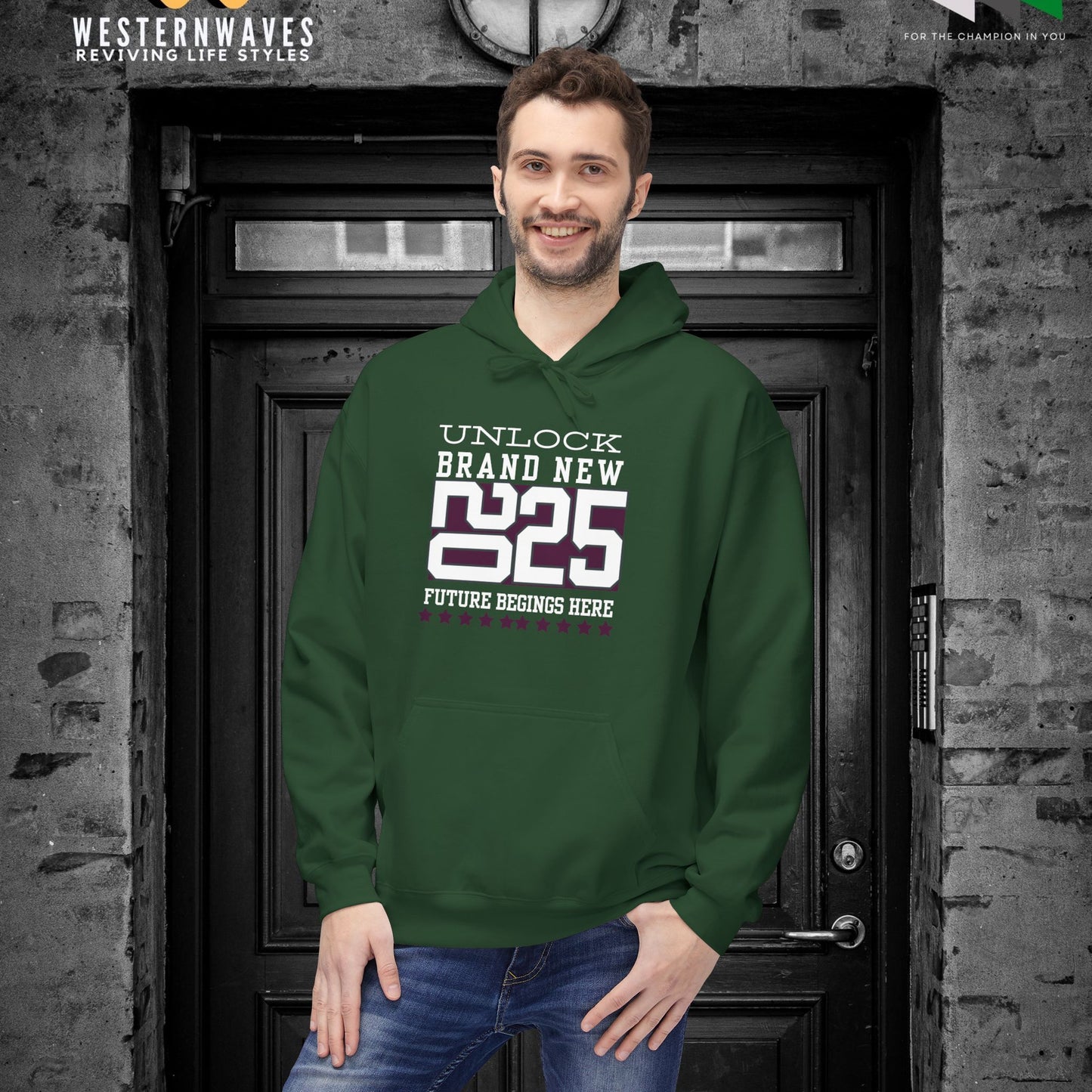 Unisex Midweight Softstyle Fleece Hoodie_ N3+ Series USMWSSFH PT2WW009_ Limited Edition Luxuriously Soft 100% Cotton Face by WesternWaves: