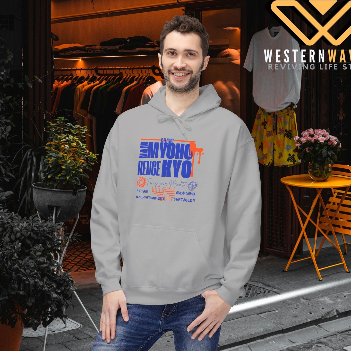 Unisex Midweight Softstyle Fleece Hoodie_ N3+ Series USMWSSFH PT2WW003_ Limited Edition Luxuriously Soft 100% Cotton Face by WesternWaves: