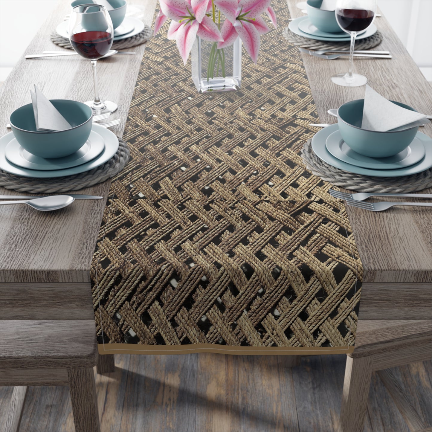 Title: Table Runner (Cotton, Poly)_ Rustic Natural Weave Table Runner for Stylish Dining_ N7+ Series TRUNNER PT2WW005_ Limited Edition by WesternWaves_
