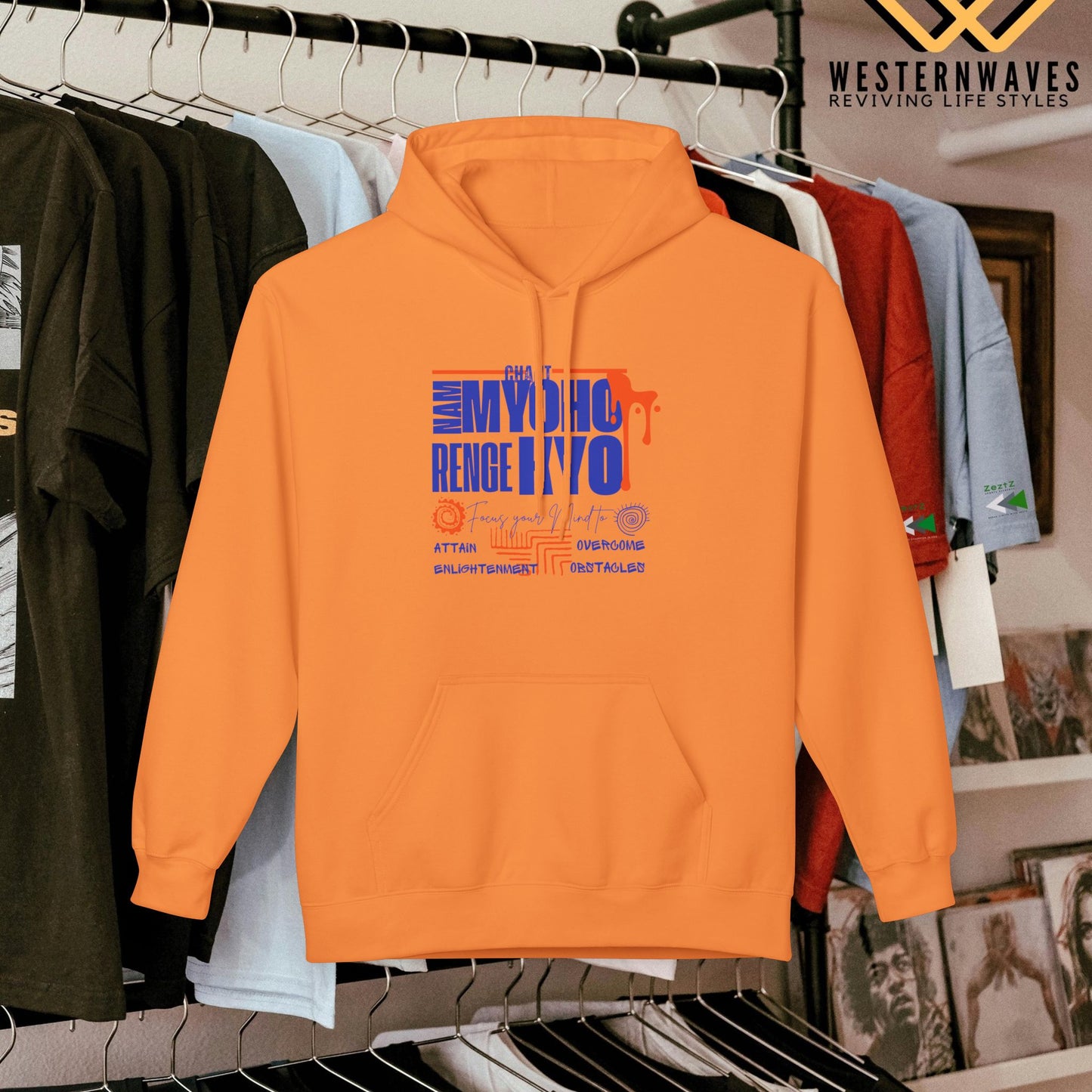 Unisex Midweight Softstyle Fleece Hoodie_ N3+ Series USMWSSFH PT2WW003_ Limited Edition Luxuriously Soft 100% Cotton Face by WesternWaves: