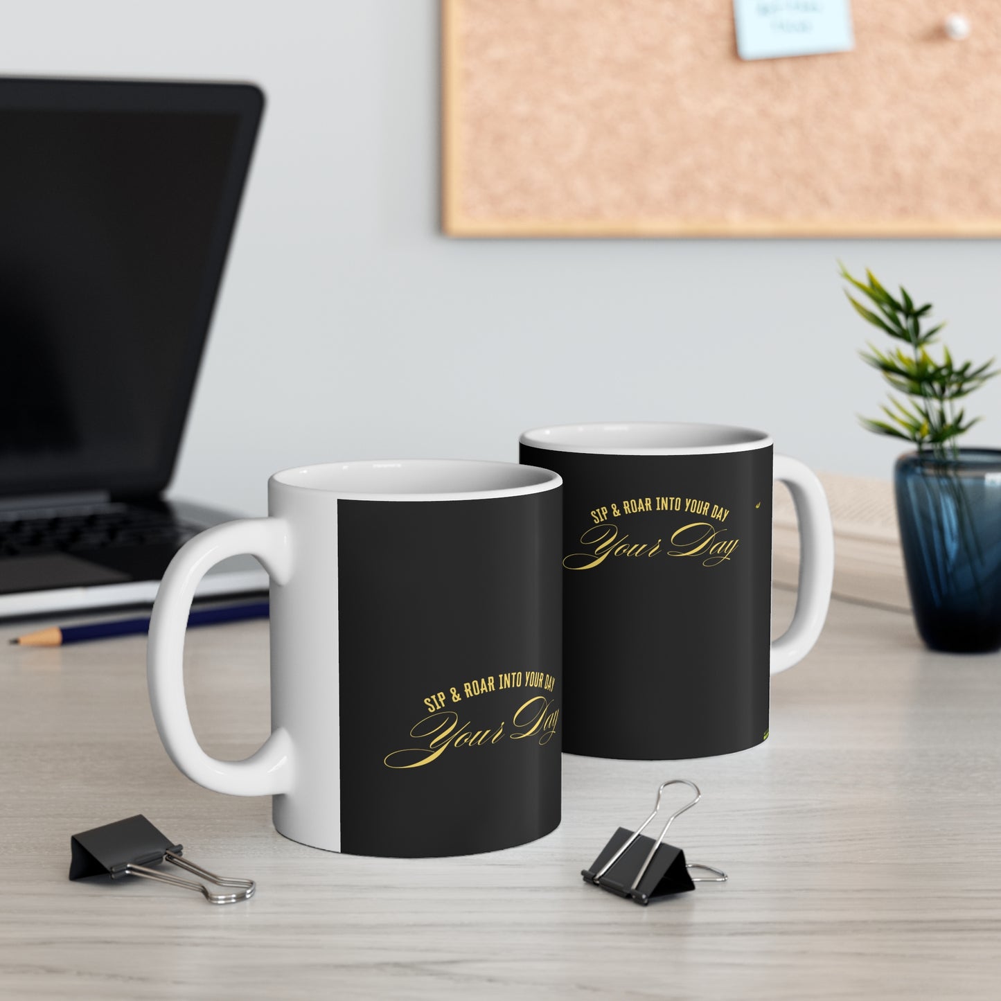 Motivational Ceramic Coffee Mug - Sip & Roar Into Your Day - 11oz & 15oz_30 April 2025_ 002