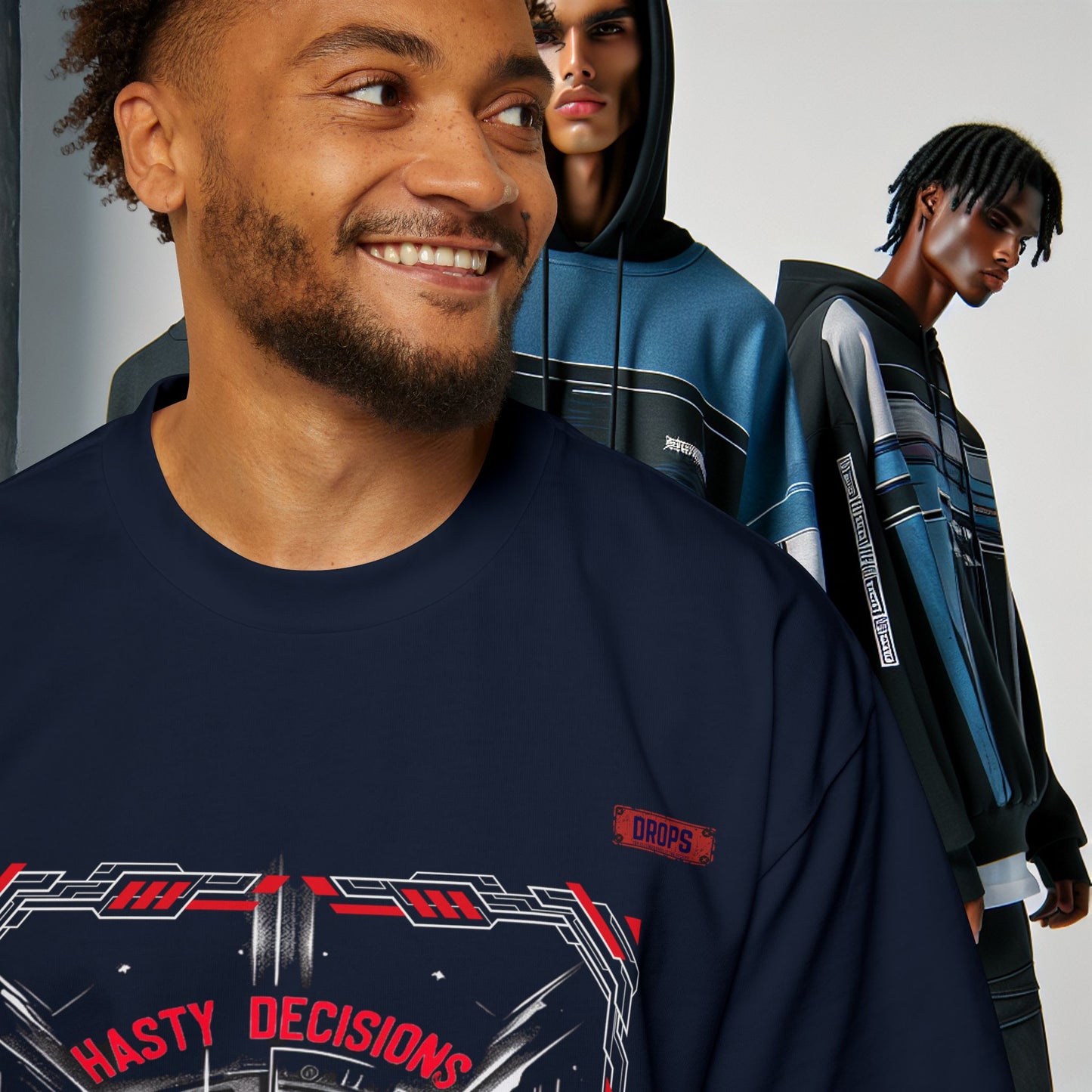 Men's Oversized Graphic Tee_ Series N8+ MENSOSGTEE PT2WW001_ Series SHD 008_ Limited Edition Unique Casual Wear by WesternWaves: