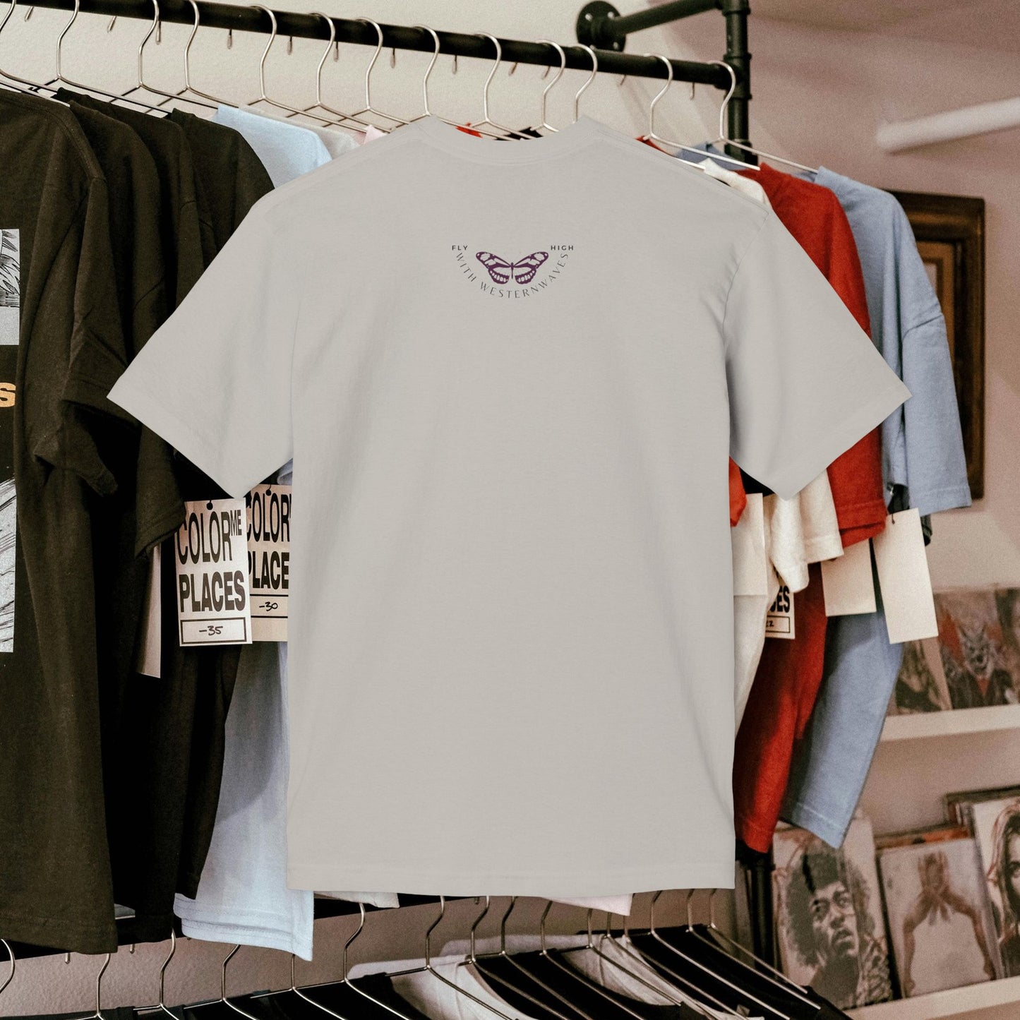 Unisex Midweight T-shirt, Made in USA_ N+ Series UMTS PT2WW007_ Limited Edition Design by WesternWaves: