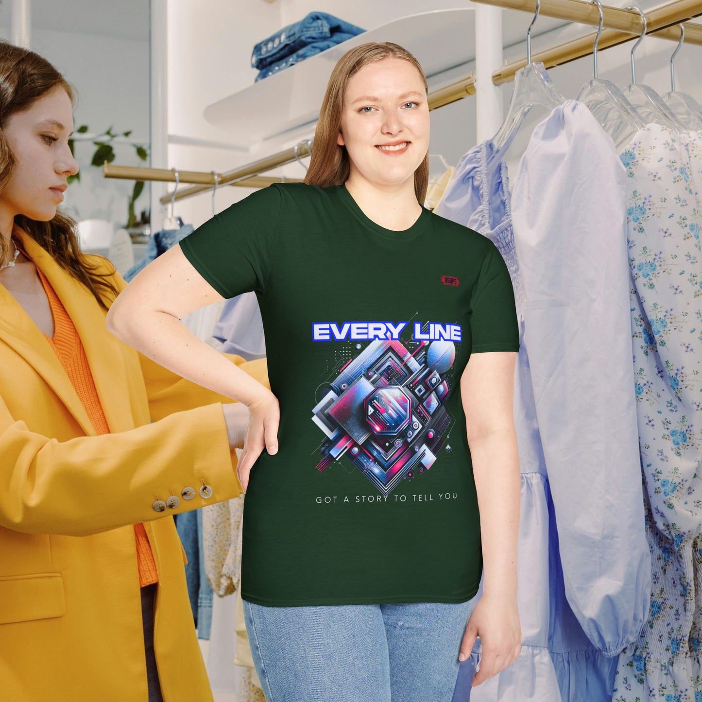 Every Line Graphic Unisex Softstyle T-Shirt | Retro Art Tee, Casual Wear, Gift for Art Lovers, Streetwear, Everyday Style