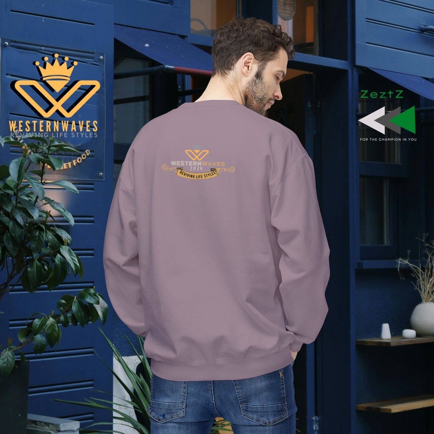 Unisex Midweight Fleece Crewneck Sweatshirt_ N3+ Series UXMWFCS PT2WW015_ WesternWaves Signature Limited Edition: