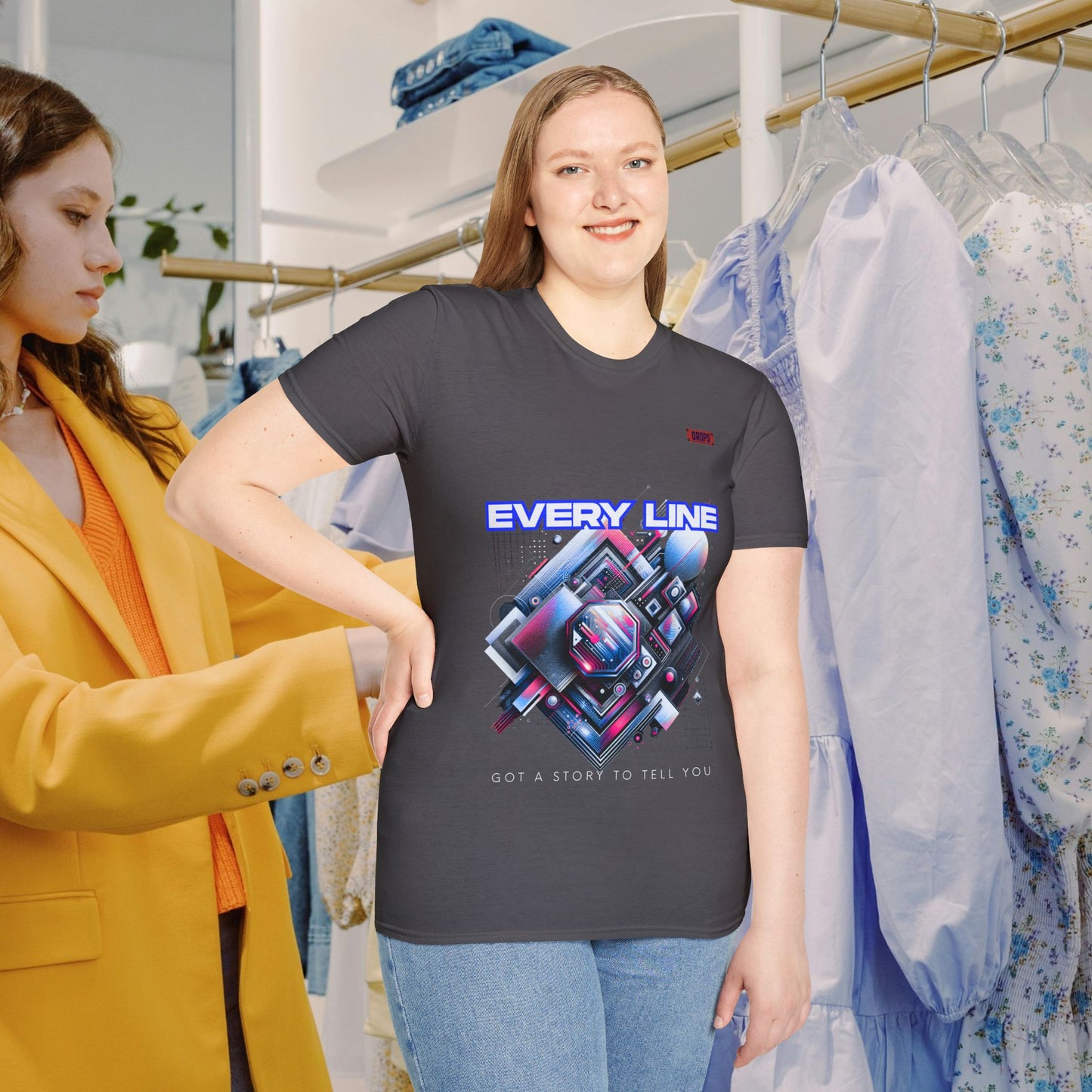 Every Line Graphic Unisex Softstyle T-Shirt | Retro Art Tee, Casual Wear, Gift for Art Lovers, Streetwear, Everyday Style