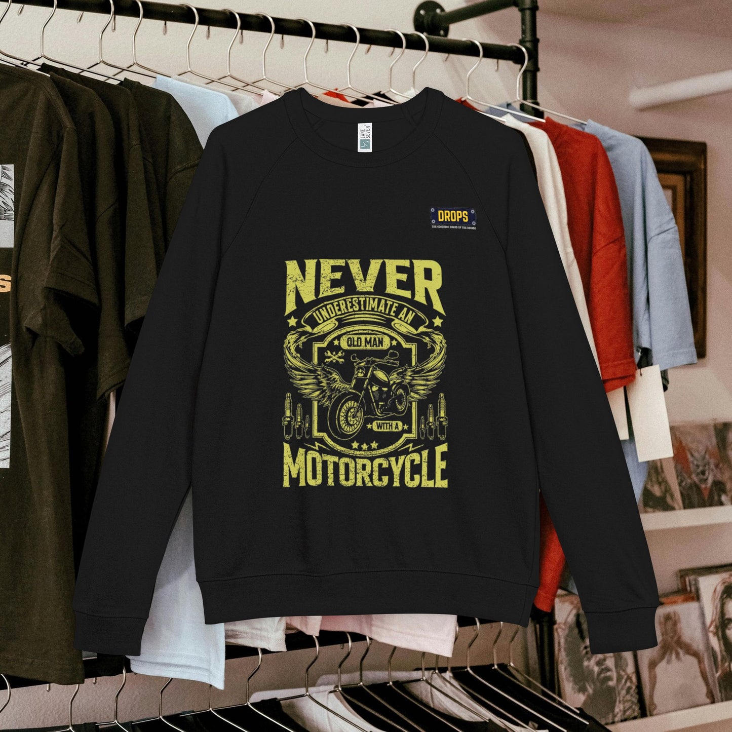 Unisex French Terry Raglan Crewneck_ 29 June 2025_ Limited Edition Vintage Motorcycle Apparel by WesternWaves: