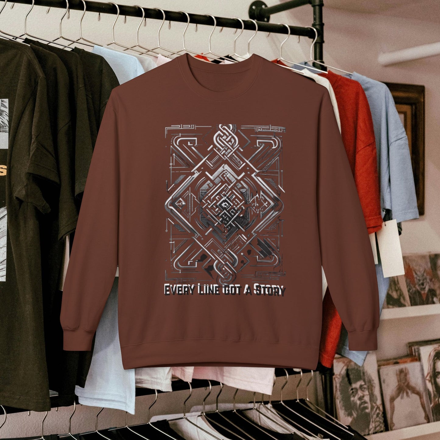 Every Line Got A Story Sweatshirt | Unisex Fleece Crewneck, Cozy Pullover, Artistic Gift, Casual Layer, Everyday Wear