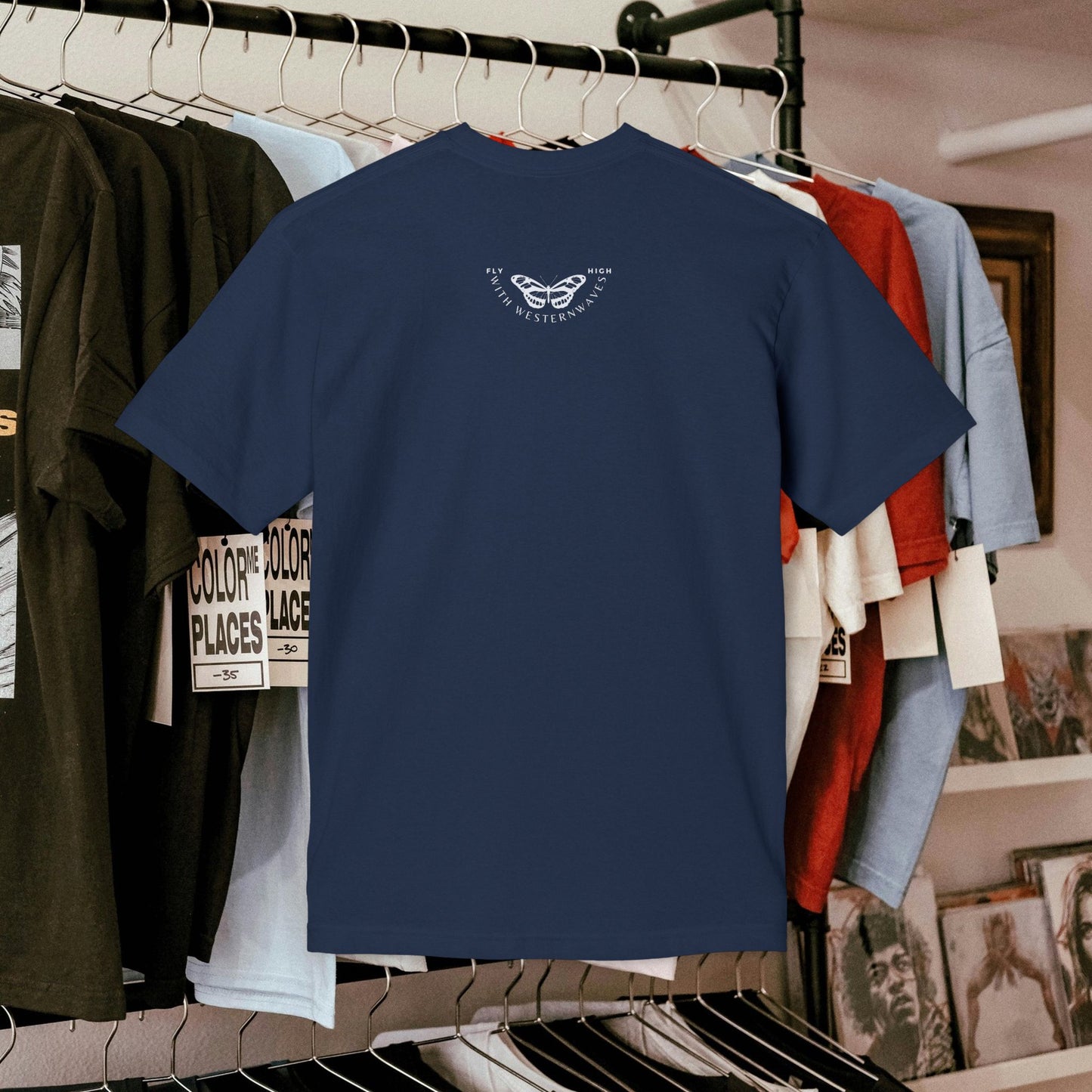 Unisex Midweight T-shirt, Made in USA_ N+ Series UMTS PT2WW007_ Limited Edition Design by WesternWaves: