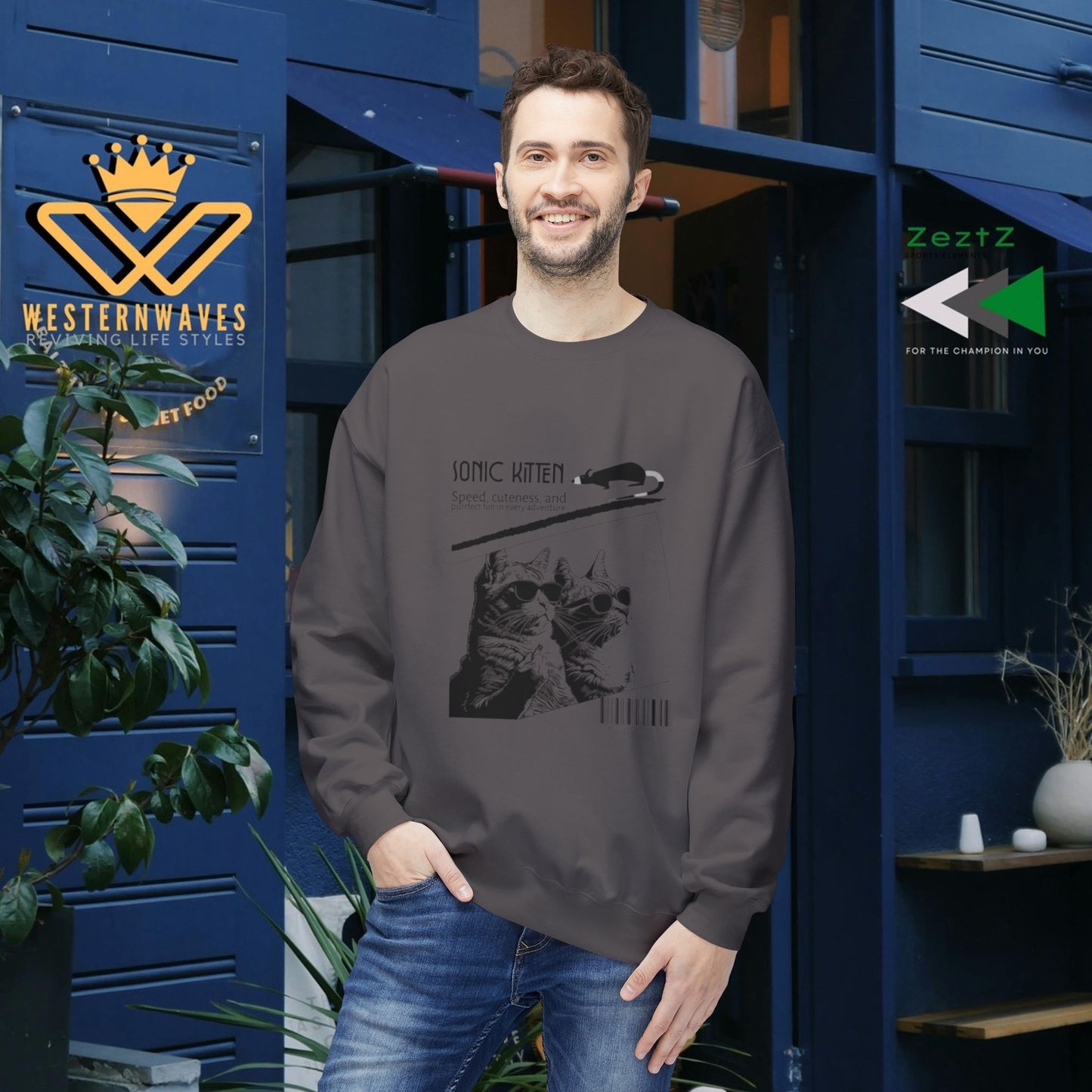 Unisex Midweight Fleece Crewneck Sweatshirt_ N3+ Series UXMWFCS PT2WW015_ WesternWaves Signature Limited Edition: