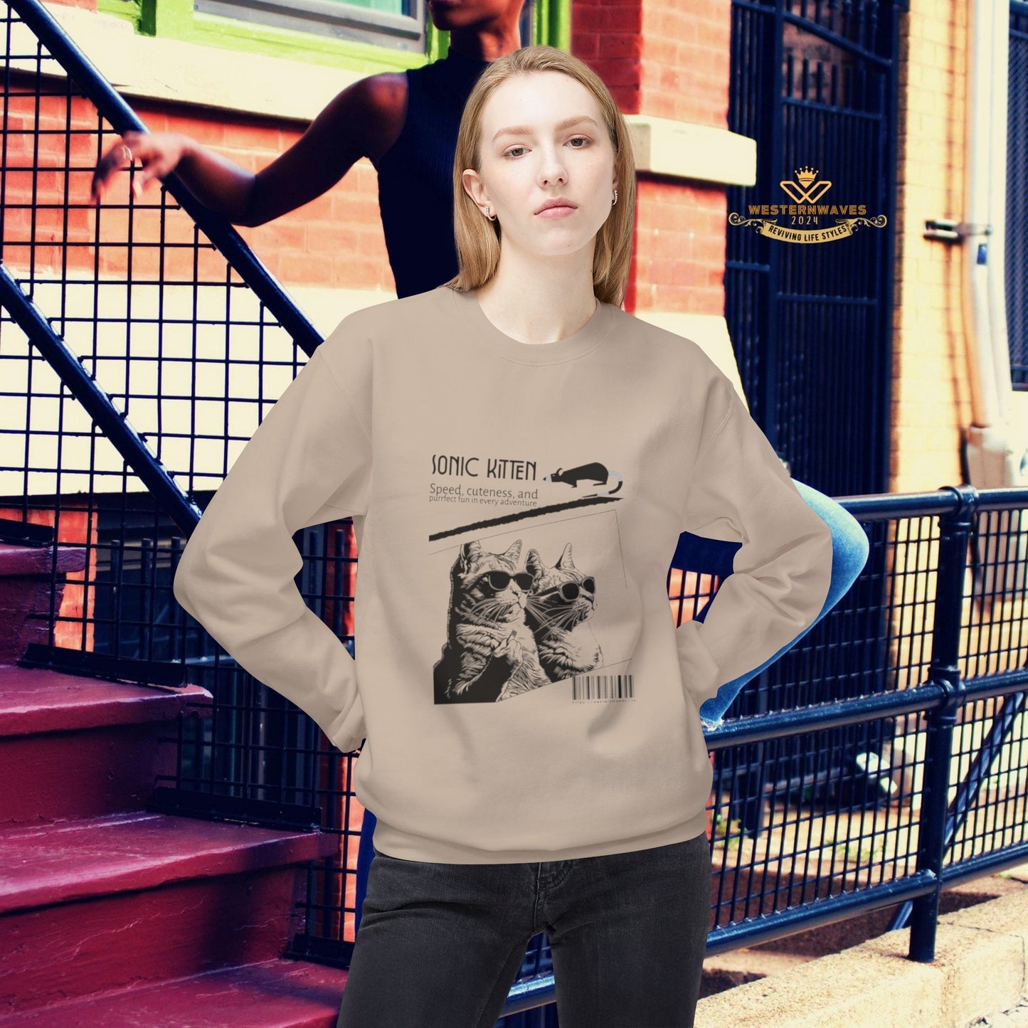 Unisex Midweight Fleece Crewneck Sweatshirt_ N3+ Series UXMWFCS PT2WW015_ WesternWaves Signature Limited Edition: