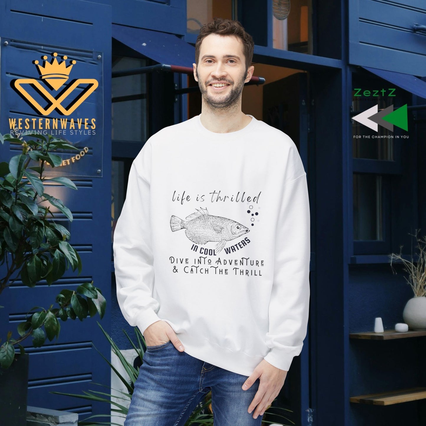 Unisex Midweight Softstyle Fleece Crewneck Sweatshirt_ N3+ Series USMWSSFCNSS PT2WW007_ Limited Edition Stylish Eco-conscious Raw Classic by WesternWaves: