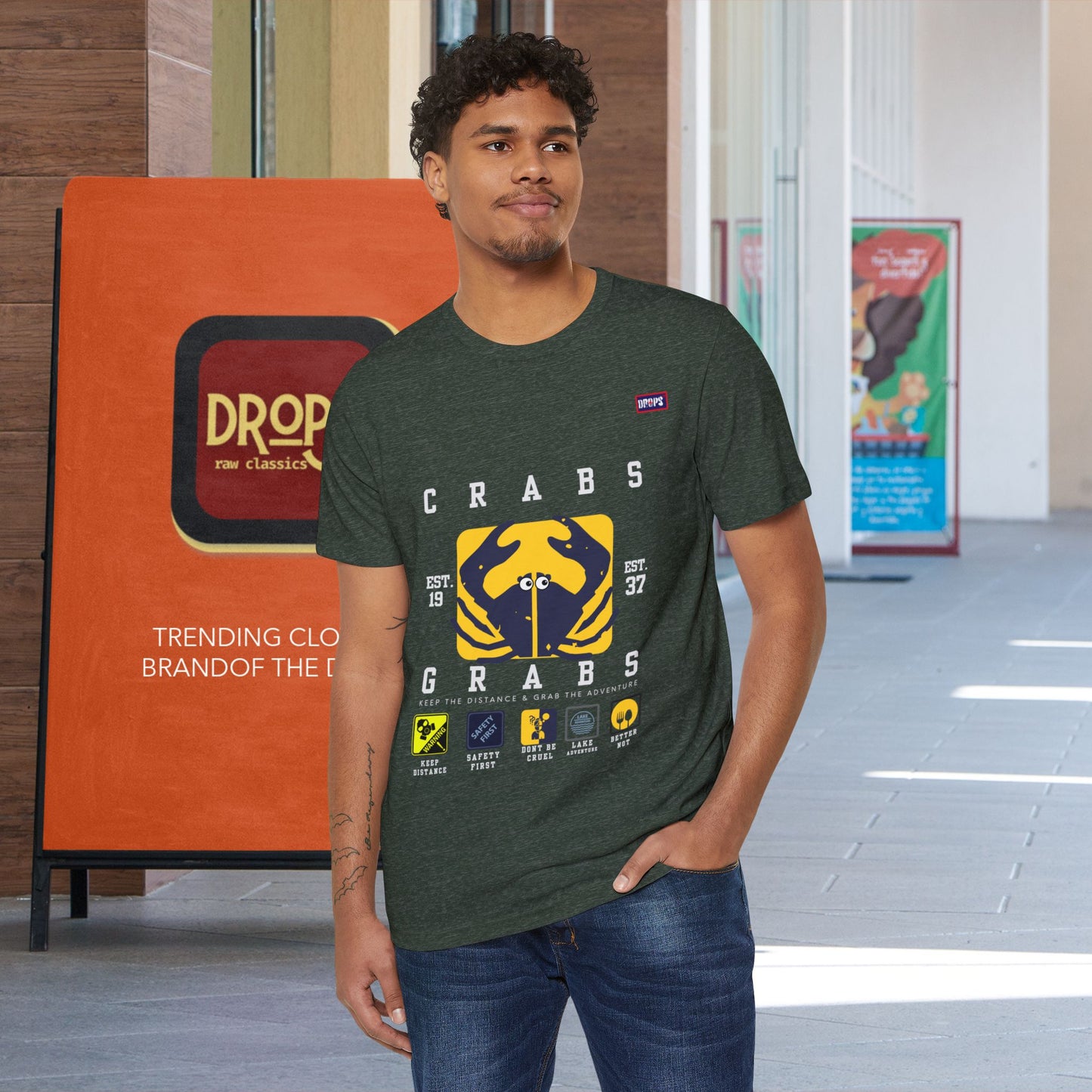 Eco-Friendly Crab Graphic Tee, Sustainable Fashion T-Shirt, Unisex Nature Lover Gift, Beach Vibes Apparel, Boho T-Shirt_ 22 May 2025_ 001