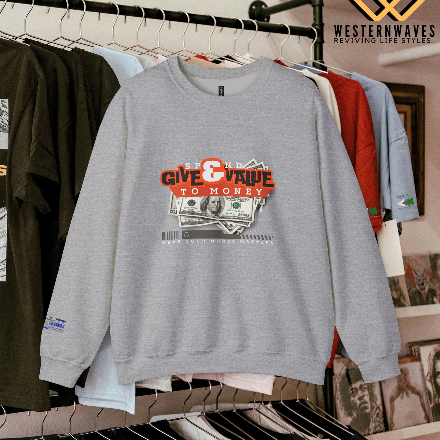Unisex Heavy Blend™ Crewneck Sweatshirt_ N3+ Series UHBCSS PT2WW035_ Limited Edition Pure Luxury By WesternWaves: