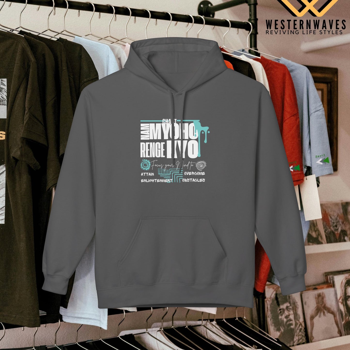 Unisex Midweight Softstyle Fleece Hoodie_ N3+ Series USMWSSFH PT2WW004_ Limited Edition Luxuriously Soft 100% Cotton Face by WesternWaves: