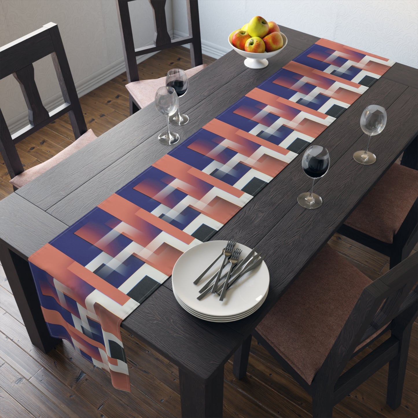 Table Runner (Cotton, Poly)_ Modern Abstract Table Runner for Stylish Dining_ N7+ Series TRUNNER PT2WW004_ Limited Edition by WesternWaves_