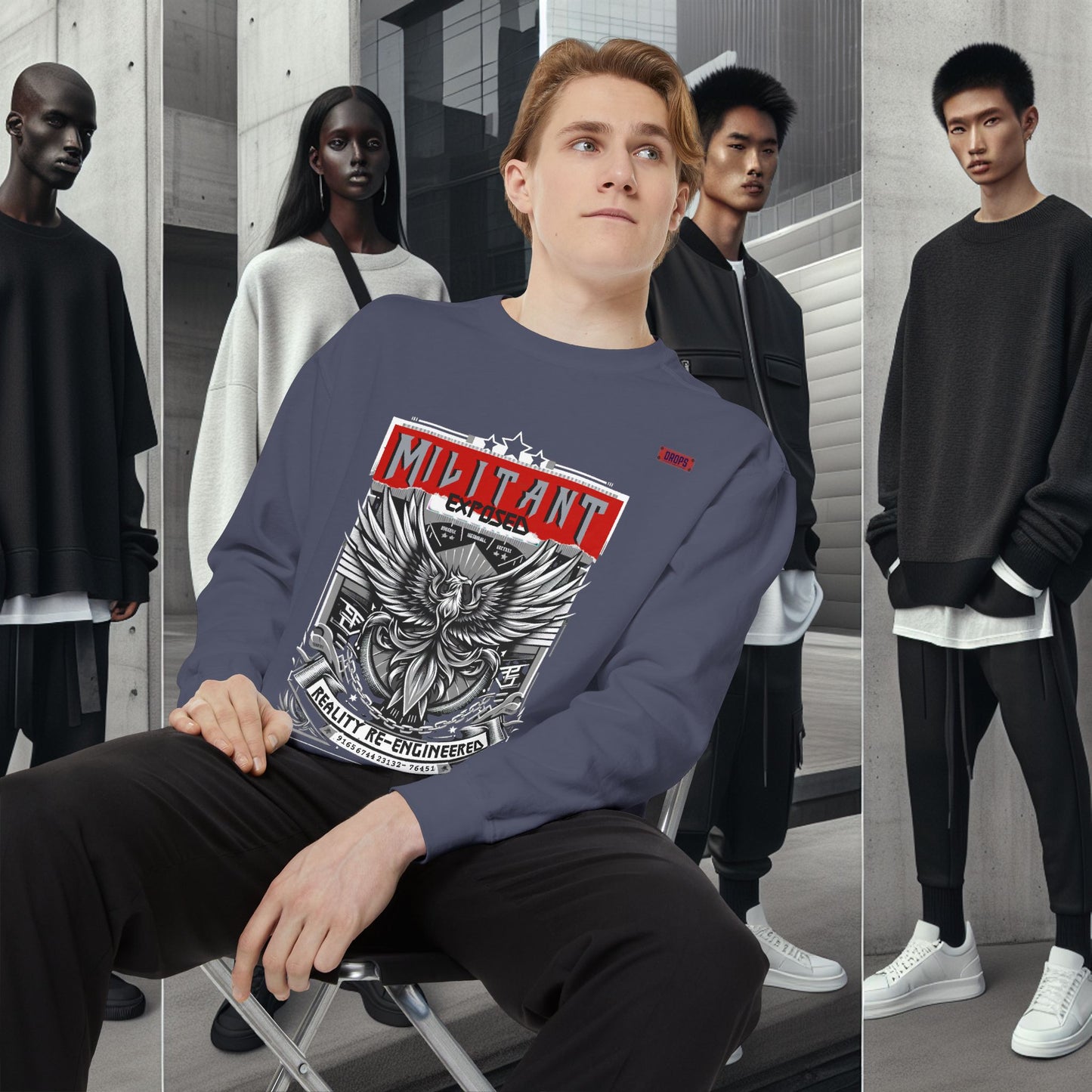 Unisex Garment-Dyed Sweatshirt_ N8+ Series SPW USMWSSFCNSS PT2WW001_ Limited Edition by WesternWaves: