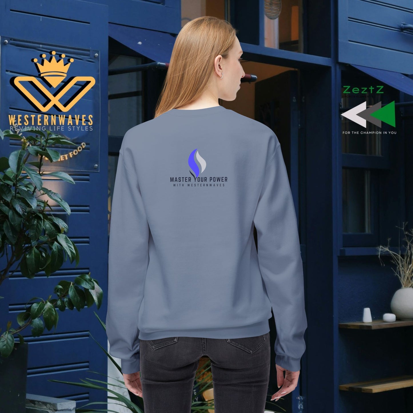 Unisex Midweight Softstyle Fleece Crewneck Sweatshirt_ N3+ Series USMWSSFCNSS PT2WW001_ Limited Edition Stylish Eco-conscious Raw Classic by WesternWaves:
