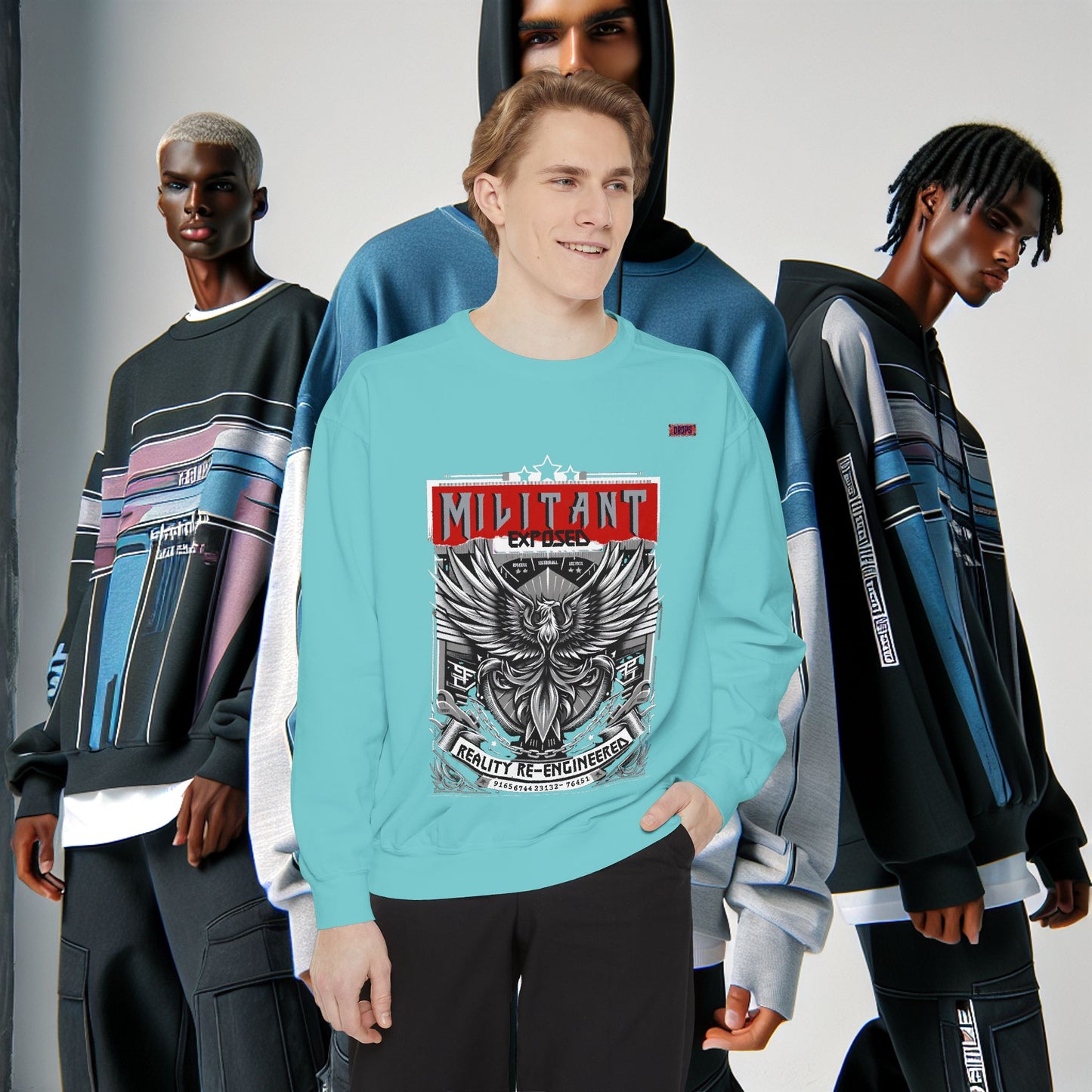 Unisex Garment-Dyed Sweatshirt_ N8+ Series SPW USMWSSFCNSS PT2WW001_ Limited Edition by WesternWaves: