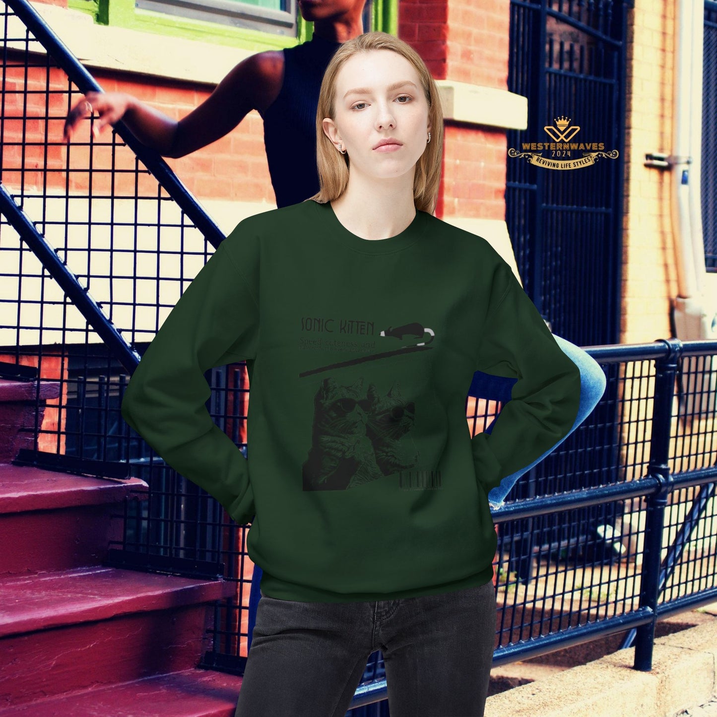 Unisex Midweight Fleece Crewneck Sweatshirt_ N3+ Series UXMWFCS PT2WW015_ WesternWaves Signature Limited Edition: