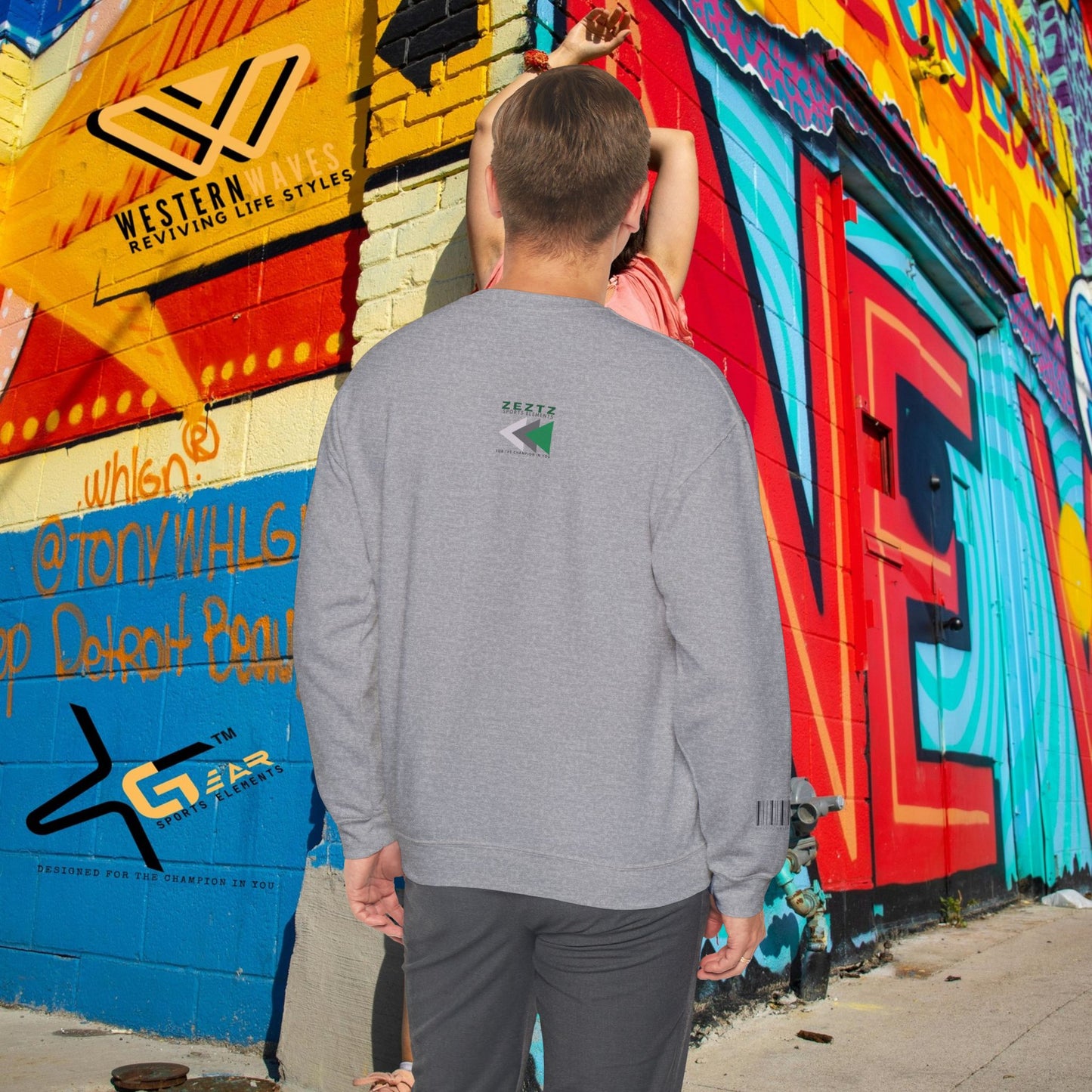 Unisex Heavy Blend™ Crewneck Sweatshirt_ N2 Sports Series UHBCSS PT2WW010_ Limited Edition ‘Zeztz’ Brand Sports Elements by WesternWaves: