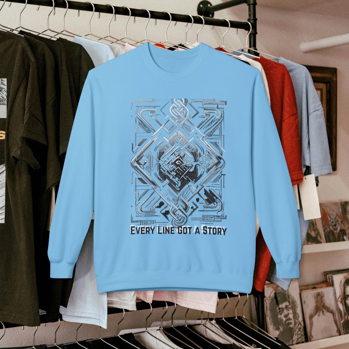 Every Line Got A Story Sweatshirt | Unisex Fleece Crewneck, Cozy Pullover, Artistic Gift, Casual Layer, Everyday Wear