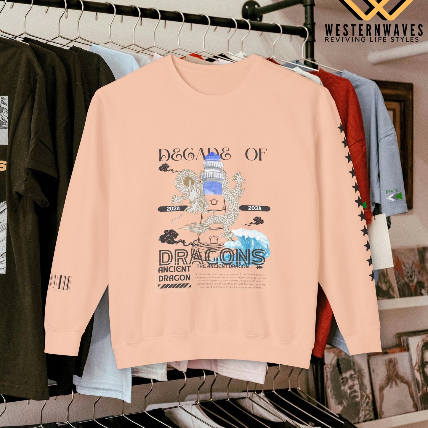 Unisex Lightweight Crewneck Sweatshirt_ N3+ Series ULWCSS PT2WW013_ Limited Edition Conscious Fashion Collaboration by WesternWaves: