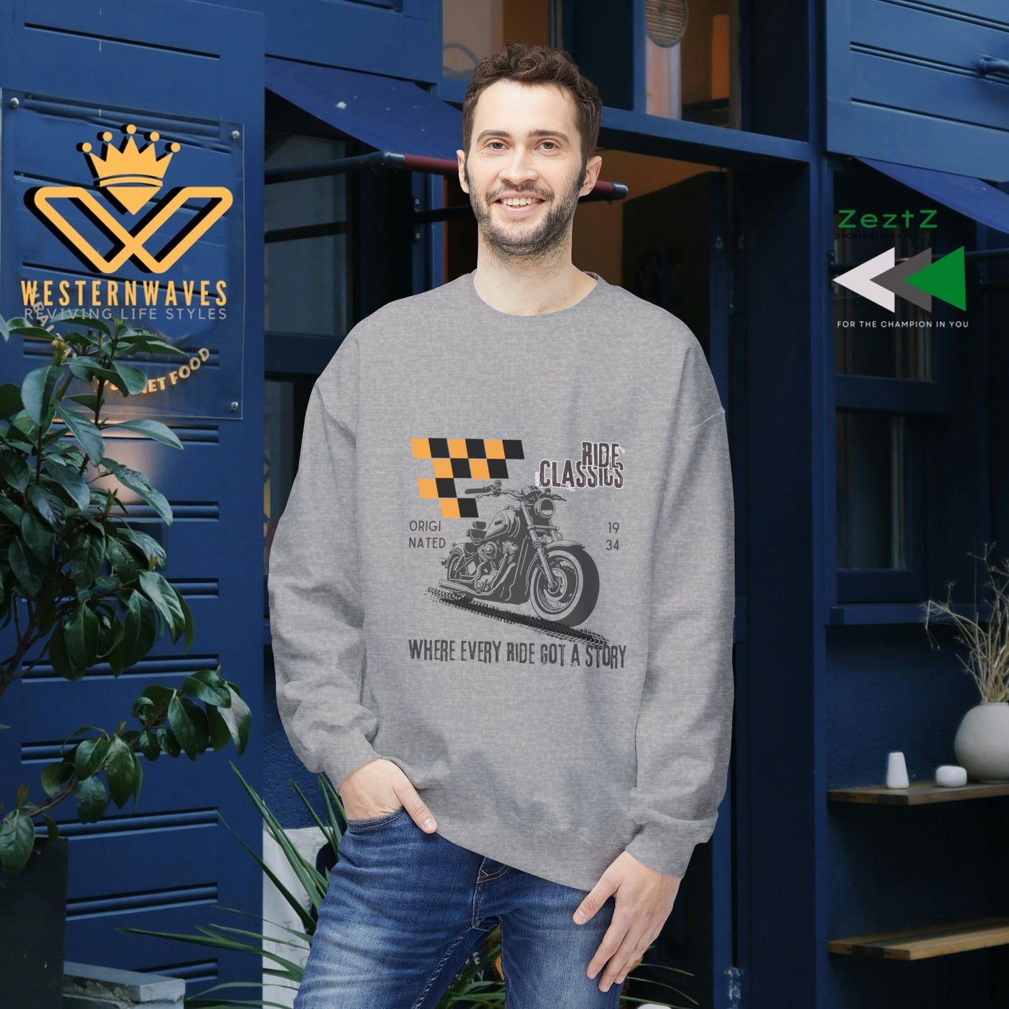 Unisex Midweight Softstyle Fleece Crewneck Sweatshirt_ N3+ Series USMWSSFCNSS PT2WW003_ Limited Edition Stylish Eco-conscious Raw Classic by WesternWaves:
