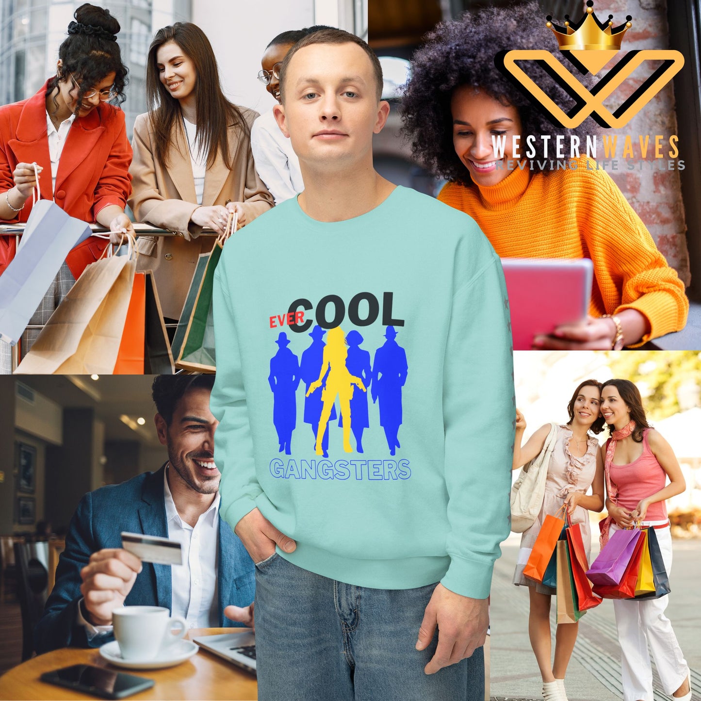 Unisex Lightweight Crewneck Sweatshirt_ N3+ Series ULWCSS PT2WW001_ Limited Edition by WesternWaves:
