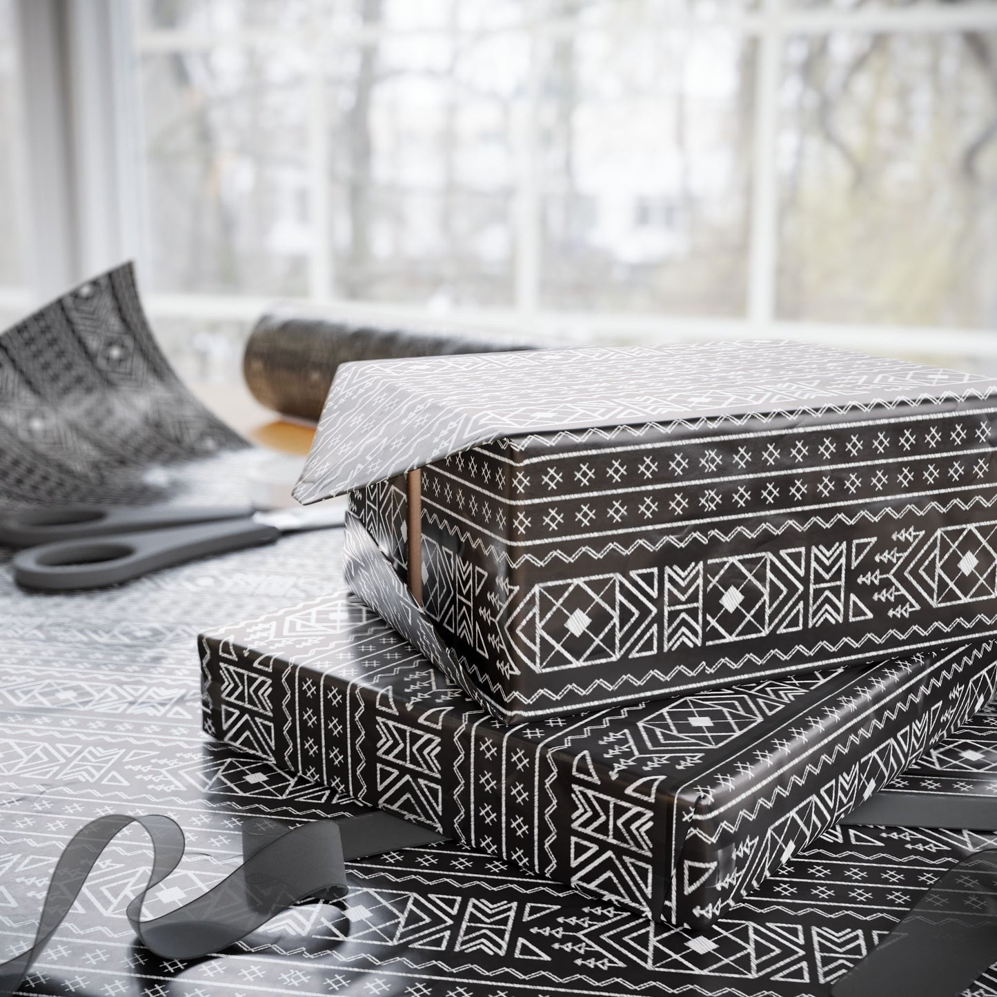 Wrapping Papers - Elegant Black Pattern - Perfect for Gift Giving and Special Occasions_ N6+ Series WPEPG PT2WW001_ Limited Edition by WesternWaves: