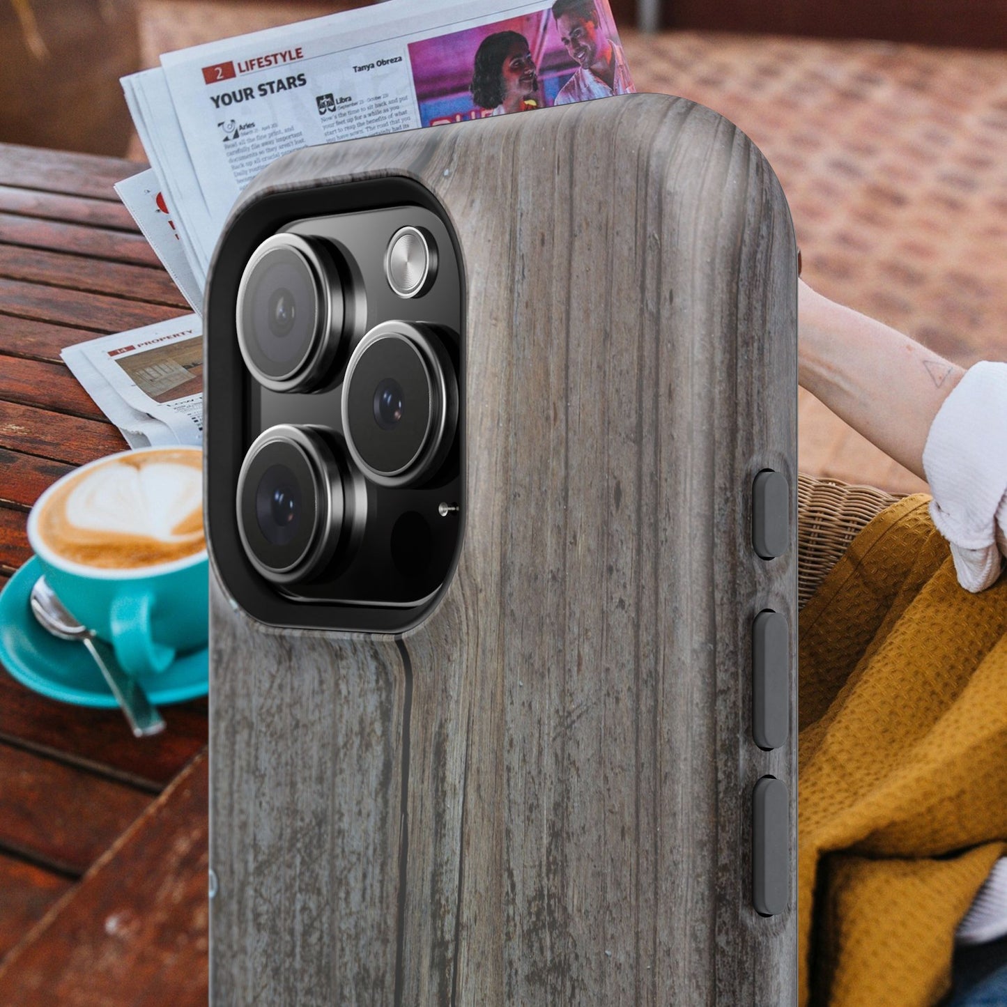 Impact-Resistant Tough Cases_ iPhone Case_ Series N8+ TCPCASE PT2WW006_ Limited Edition Wooden Grain Phone Case for iPhones by WesternWaves: