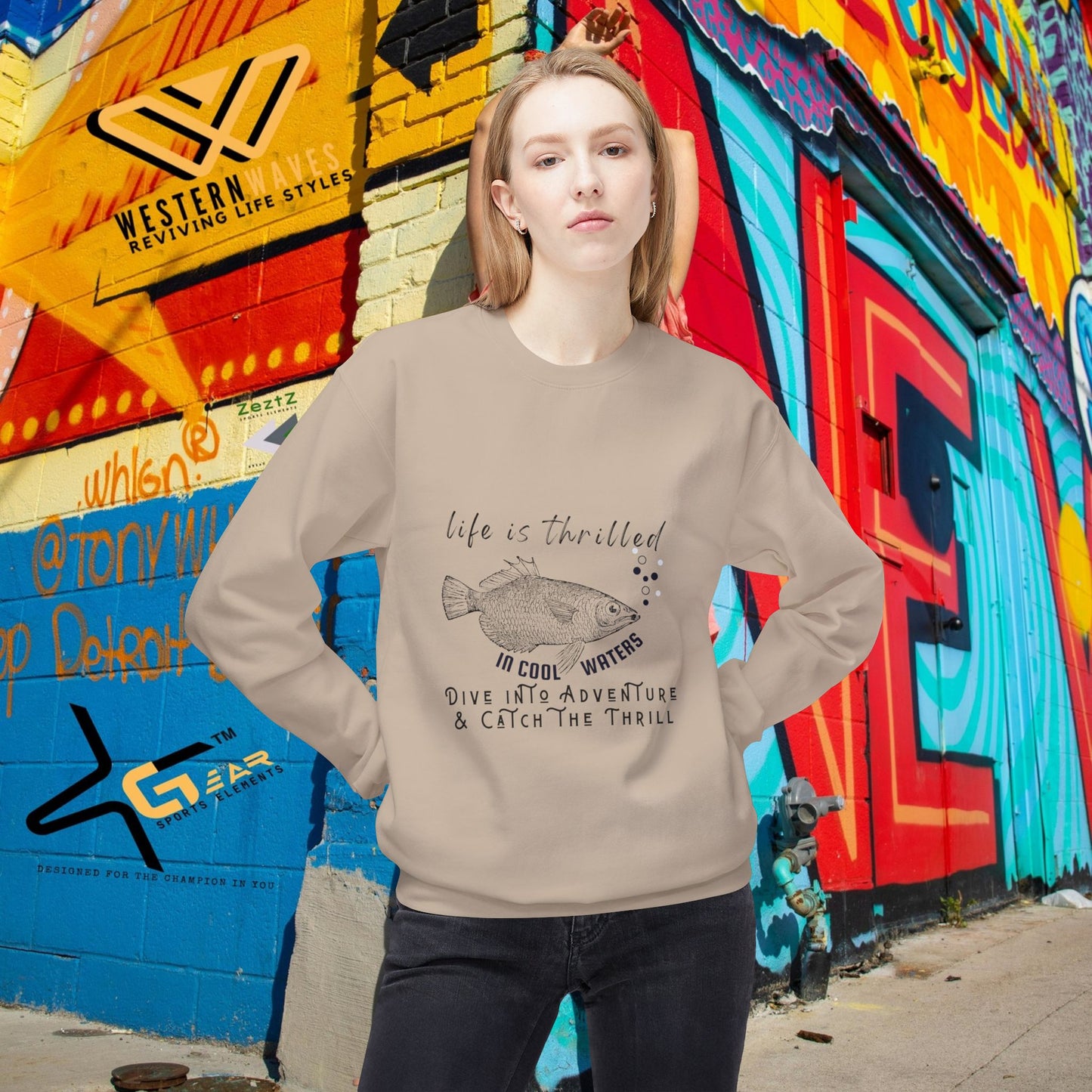 Unisex Midweight Softstyle Fleece Crewneck Sweatshirt_ N3+ Series USMWSSFCNSS PT2WW007_ Limited Edition Stylish Eco-conscious Raw Classic by WesternWaves: