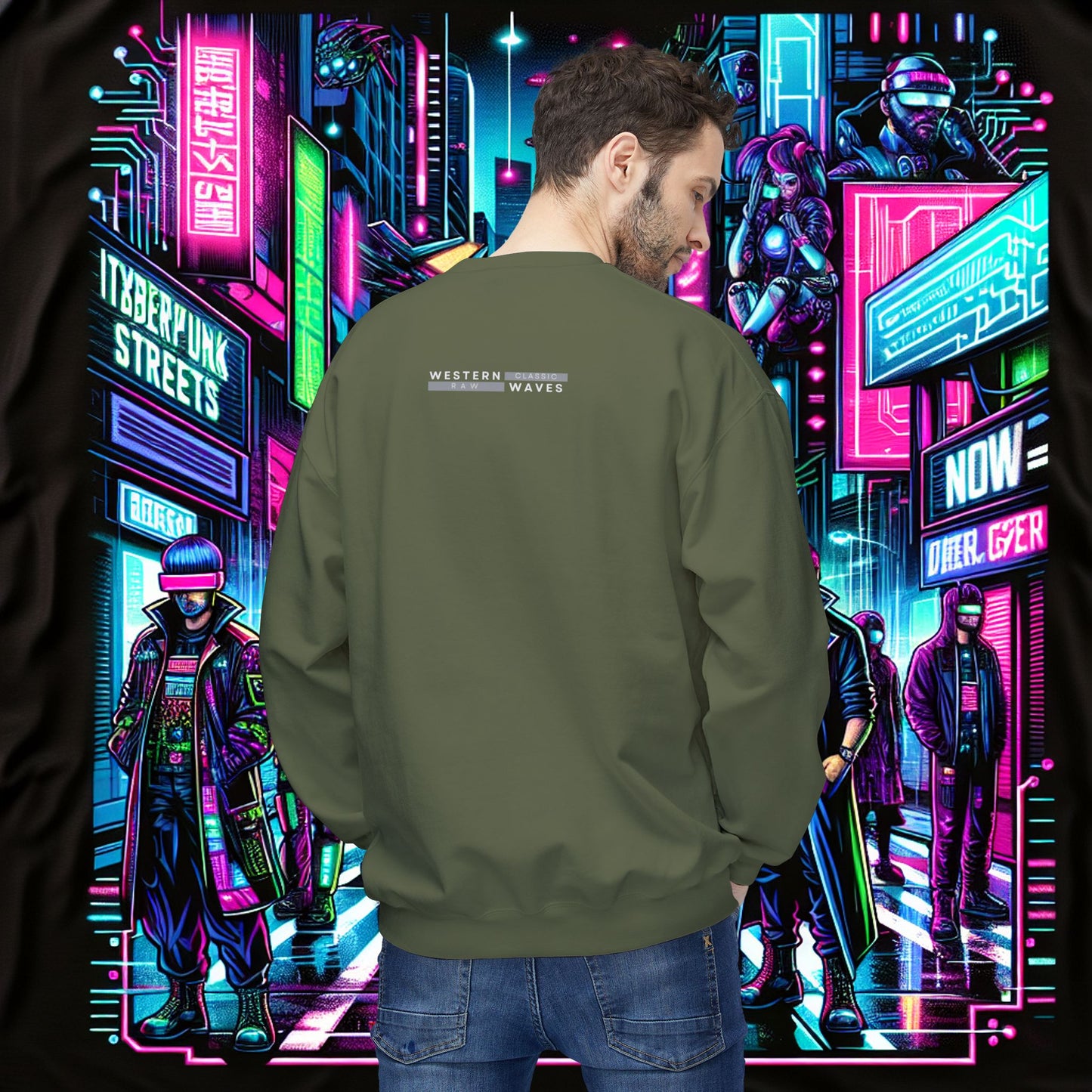 Unisex Midweight Softstyle Fleece Crewneck Sweatshirt_ Series N8+ USMWSSFCNSS PT2WW001_ UWD 0027_ Limited Edition Graphic Pullover by WesternWaves:
