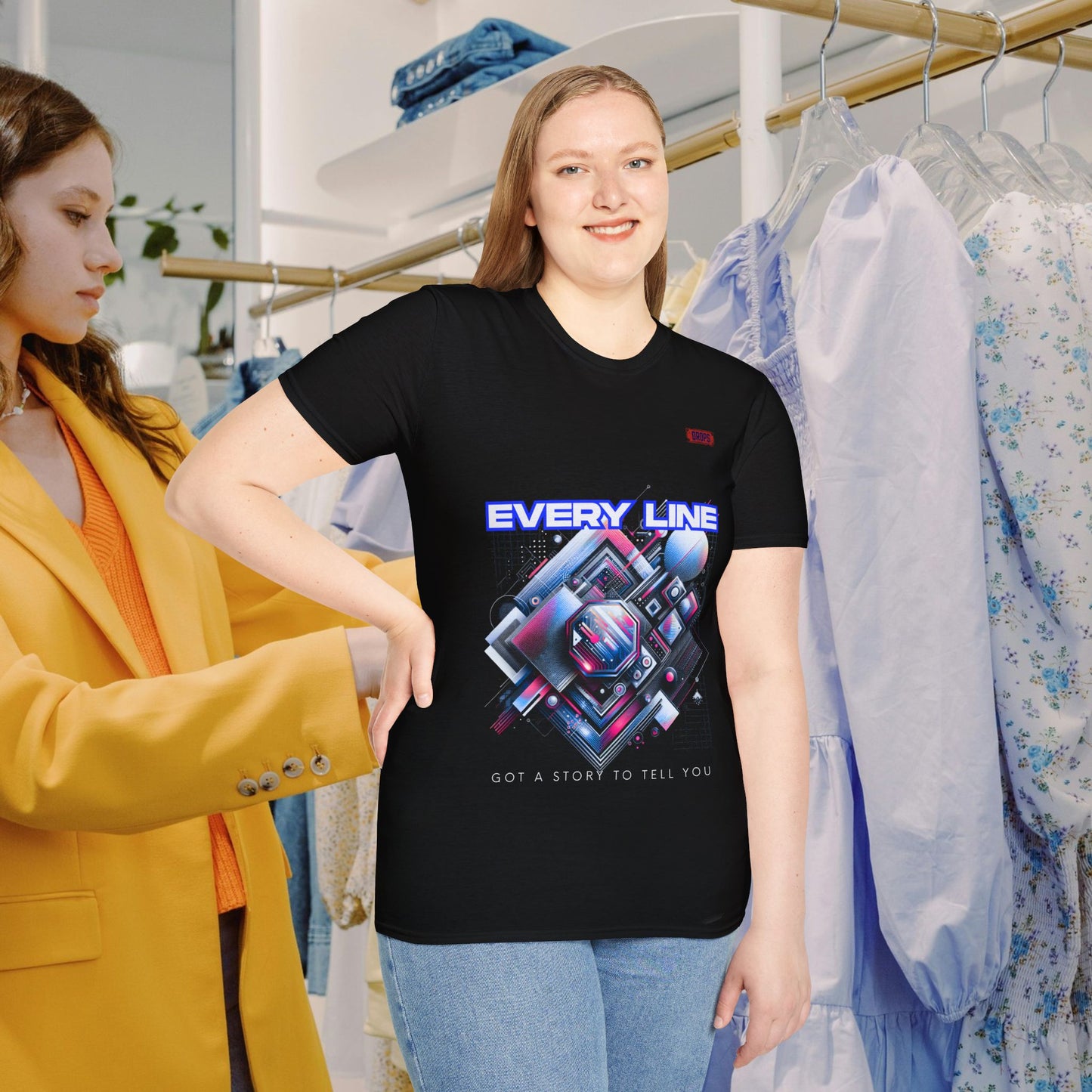 Every Line Graphic Unisex Softstyle T-Shirt | Retro Art Tee, Casual Wear, Gift for Art Lovers, Streetwear, Everyday Style