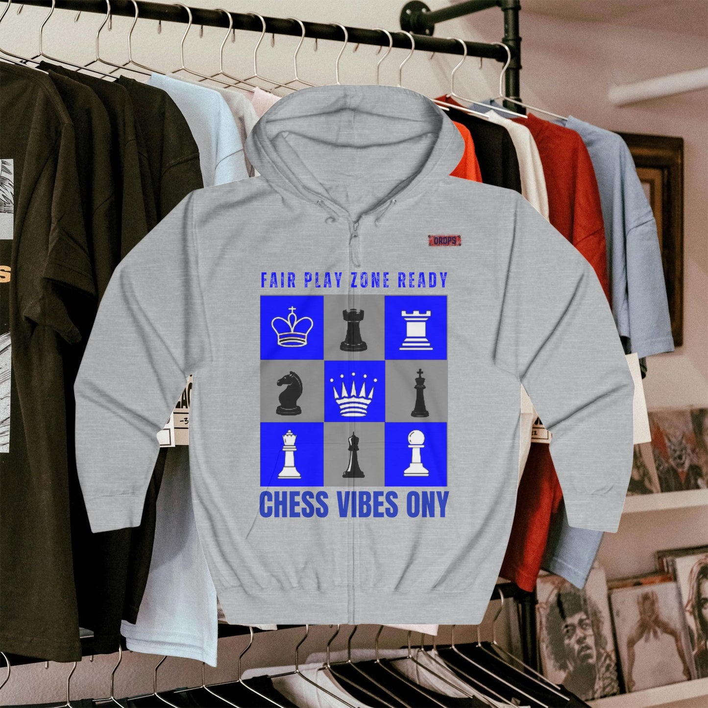 Unisex Full Zip Hoodie_ UWDP3_ Series N8+ USFZH PT2WW001_ Limited Edition Unique Chess Merch by WesternWaves: