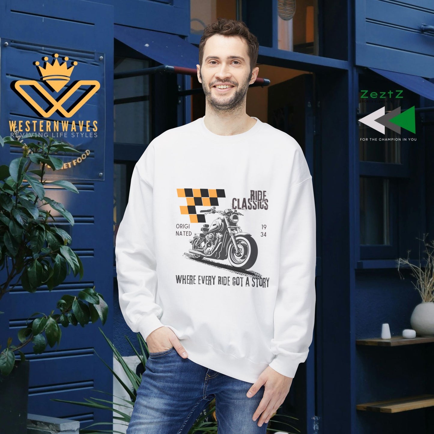 Unisex Midweight Softstyle Fleece Crewneck Sweatshirt_ N3+ Series USMWSSFCNSS PT2WW003_ Limited Edition Stylish Eco-conscious Raw Classic by WesternWaves: