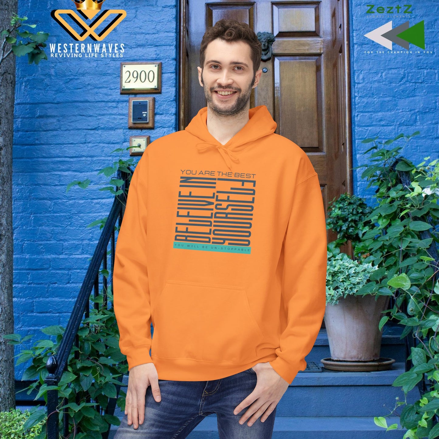 Unisex Midweight Softstyle Fleece Hoodie_ N2+ Series SMWSSFH PT2WW005_Limited Edition Luxuriously Soft 100% Cotton Face by WesternWaves: