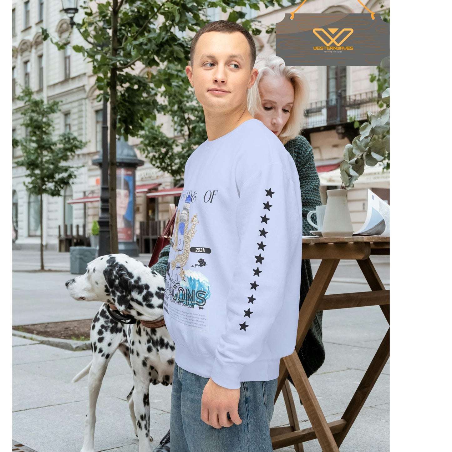 Unisex Lightweight Crewneck Sweatshirt_ N3+ Series ULWCSS PT2WW013_ Limited Edition Conscious Fashion Collaboration by WesternWaves:
