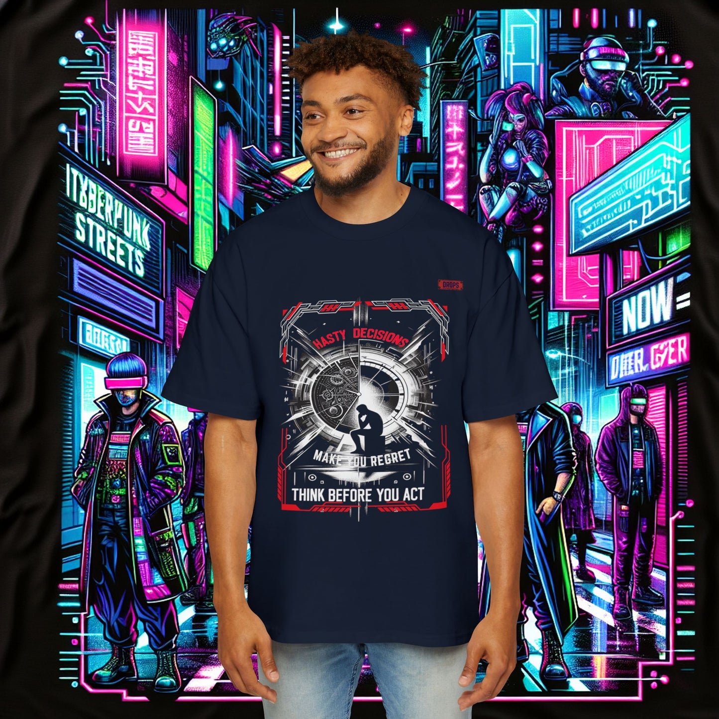 Men's Oversized Graphic Tee_ Series N8+ MENSOSGTEE PT2WW001_ Series SHD 008_ Limited Edition Unique Casual Wear by WesternWaves: